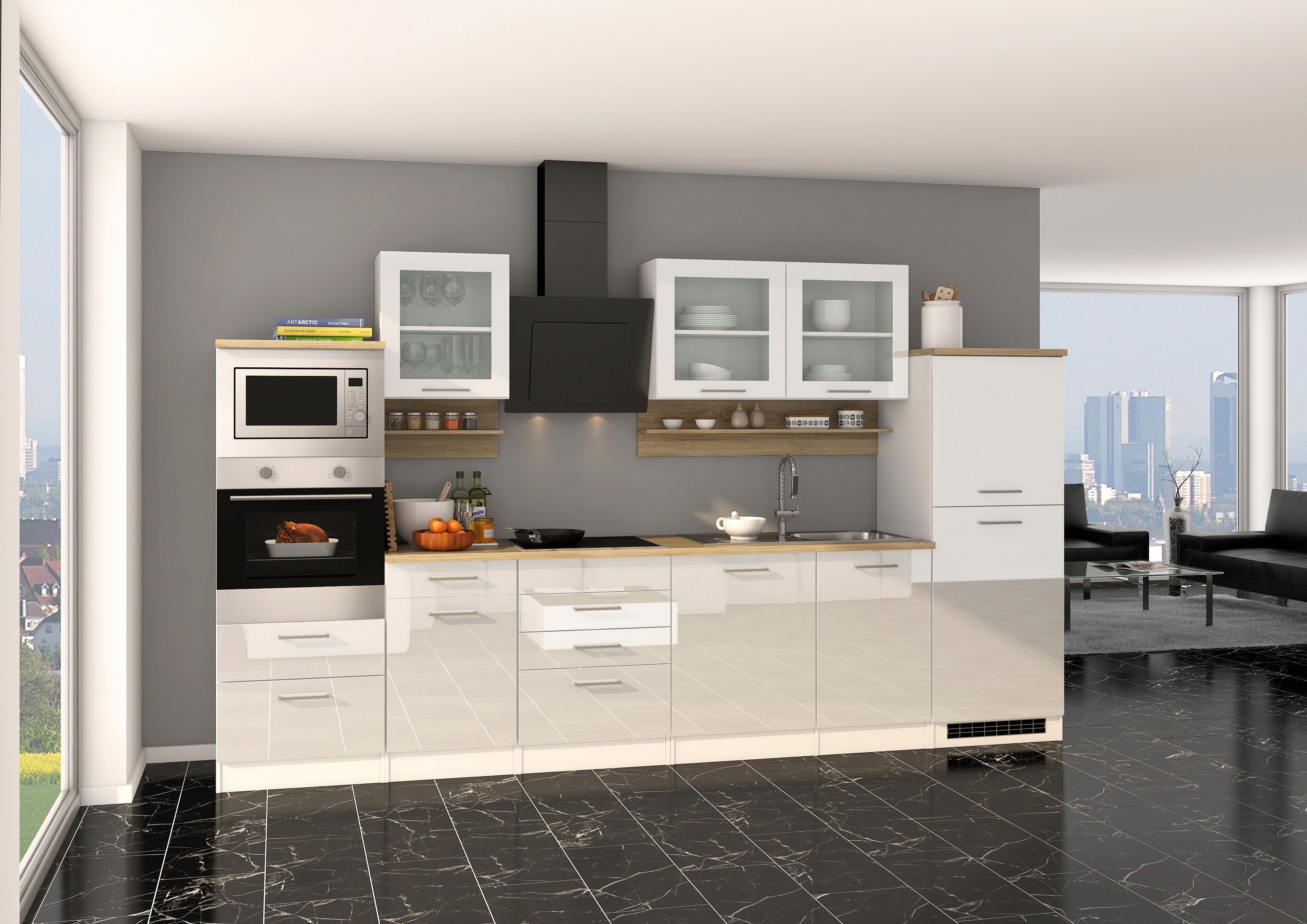 KOCHSTATION Küchenzeile KS-Mailand, mit Elektrogeräten, Breite 340 cm günstig online kaufen