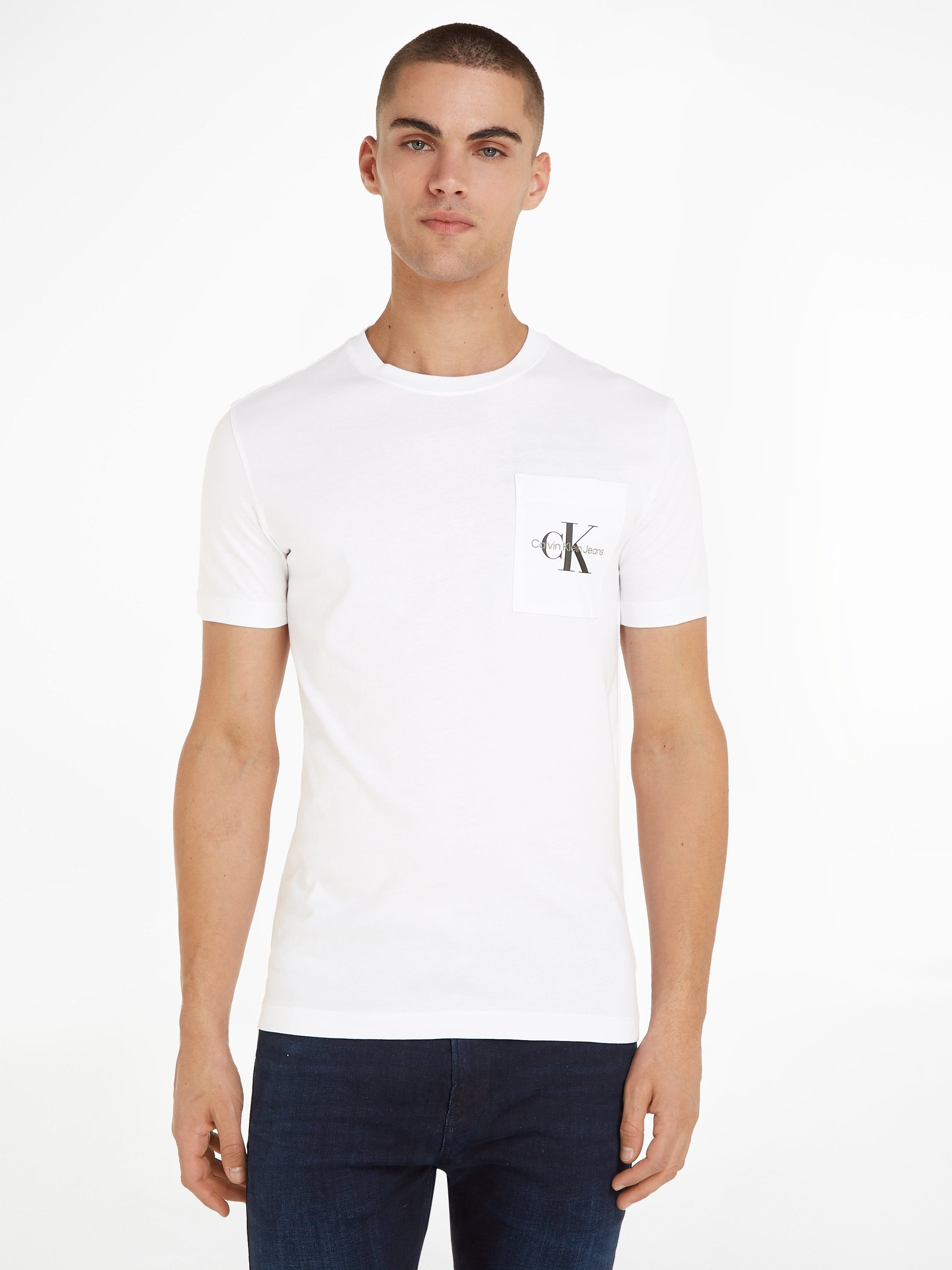 Calvin Klein Jeans T-Shirt CORE MONOGRAM POCKET SLIM TEE Bright White