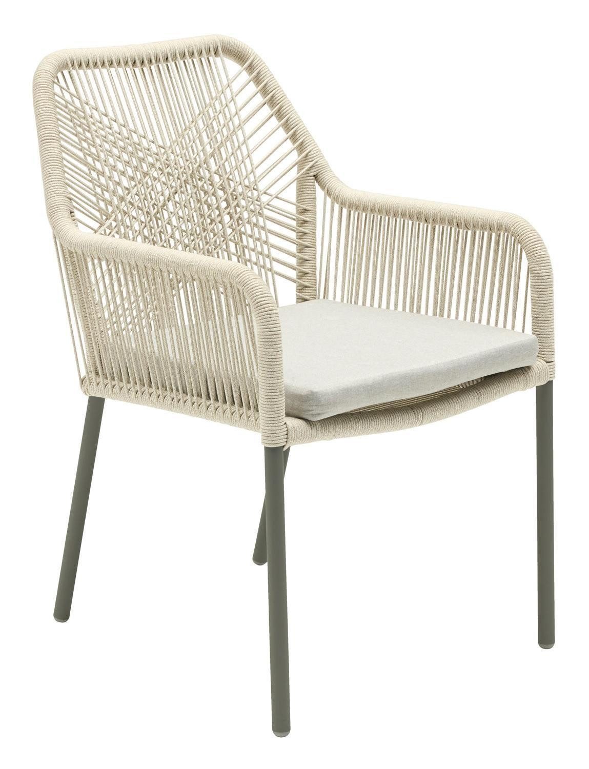 Outdoor Gartenstuhl STILO, Anthrazit, Beige, Aluminium, Seilbespannung (1 St), mit Sitzkissen, B 56 x H 84 x T 64 cm