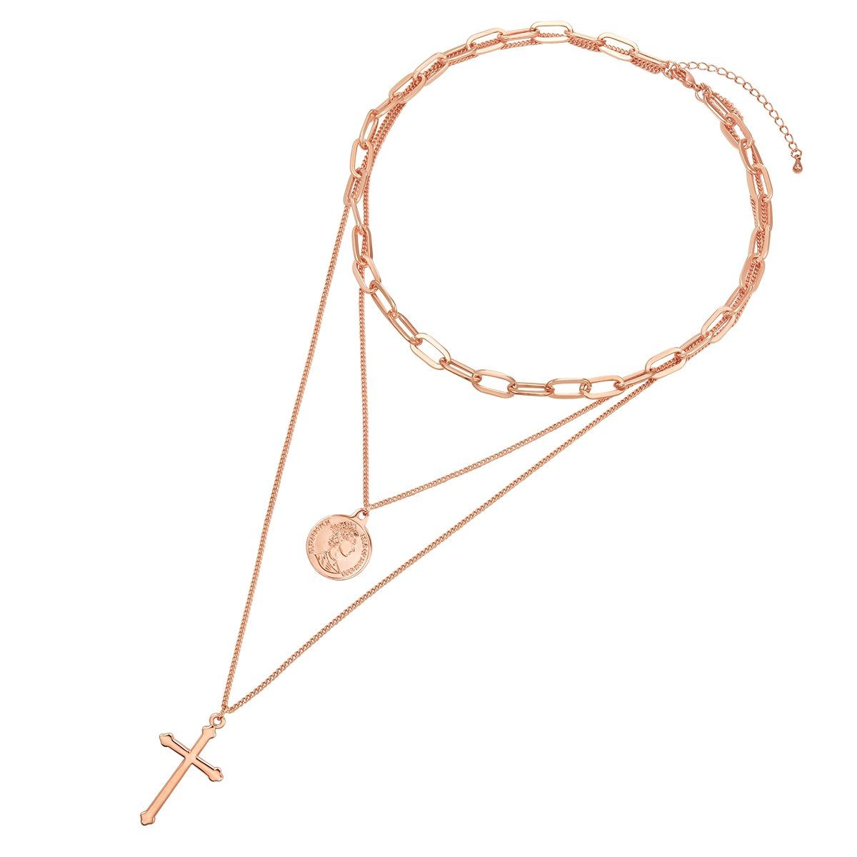 Lulu & Jane Collier Kreuz/Münze roségold, mit Kreuz/Münze