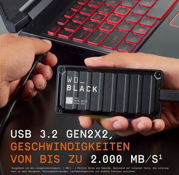WD_Black WD_BLACK P40 Game Drive SSD externe Gaming-SSD (1 TB) 2000 MB/S Lesegeschwindigkeit, RGB mit 2 Zonen