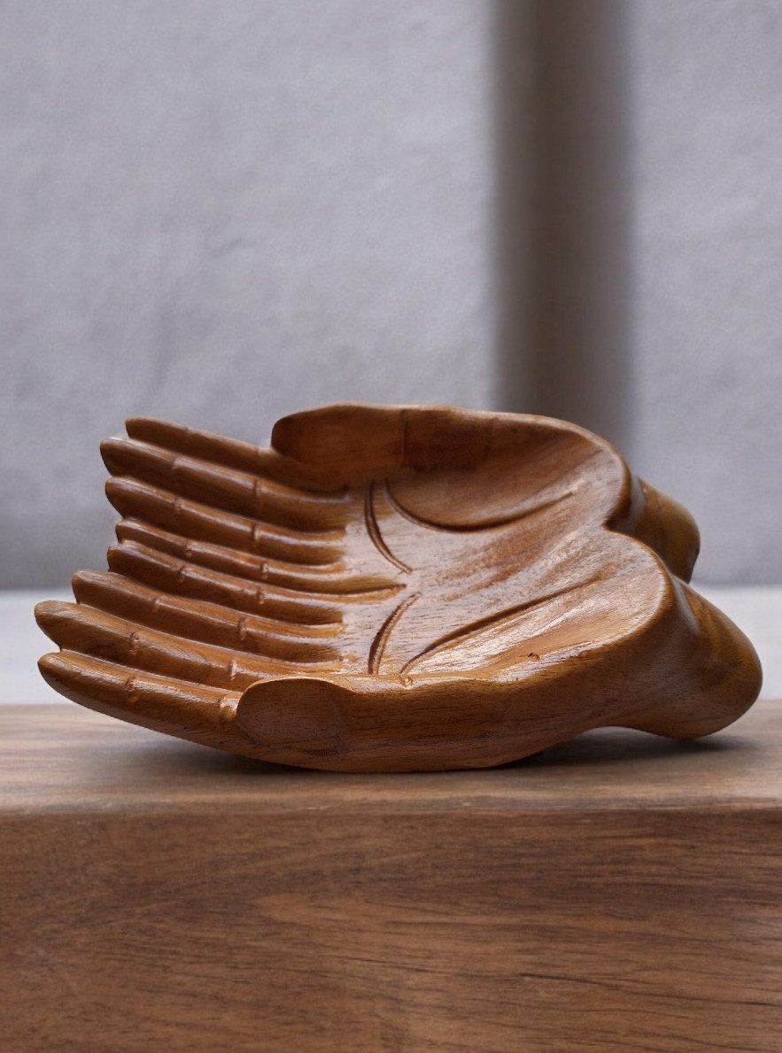 Dekoschale Holzschale Hände christlich Schlüsselschale Ringschale