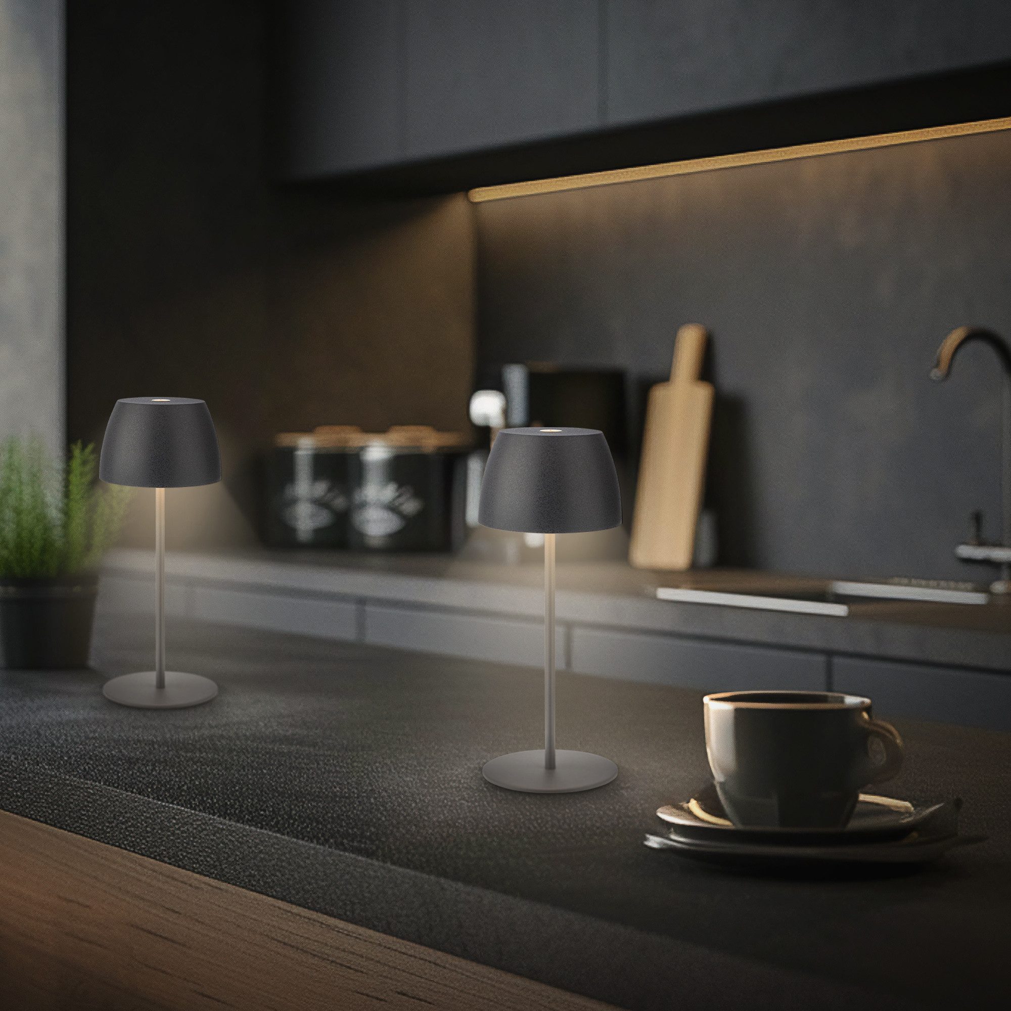 Briloner Leuchten Tischleuchte 2er Set LED Tischlampe kabellos, weiß, 2er S günstig online kaufen