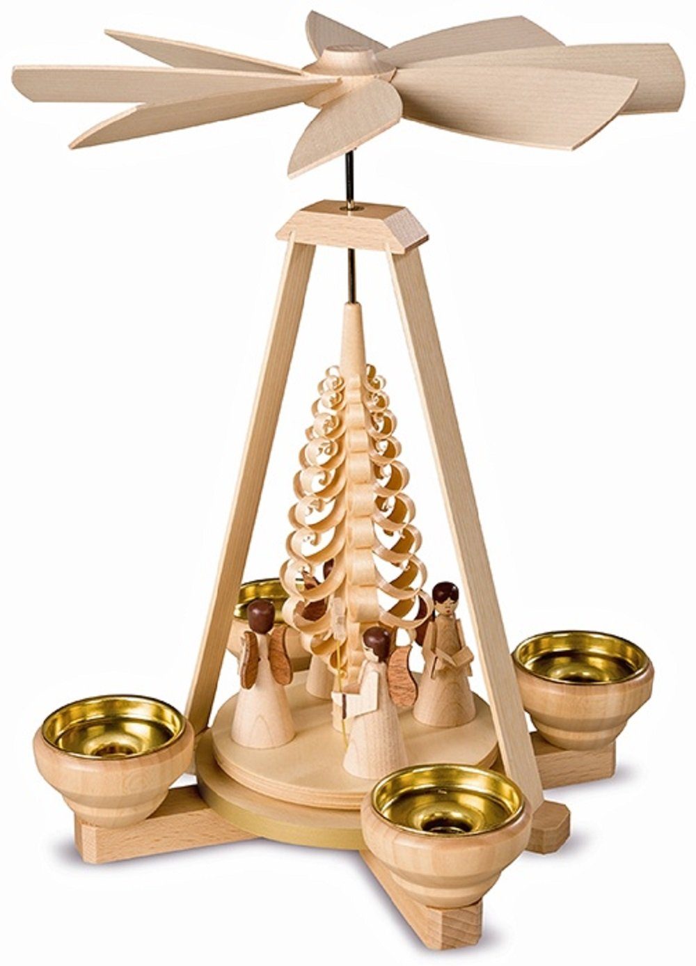 Müller Kleinkunst GmbH Seiffen Weihnachtspyramide Müller Seiffen schlichte kleine Pyramide für 4 Teelichter Erzgebirge, Holzkunst aus dem Erzgebirge