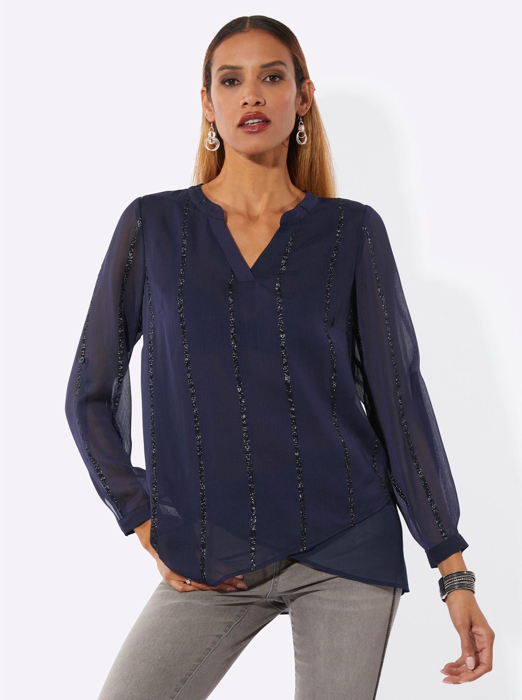 creation L Klassische Bluse Longbluse Langarm