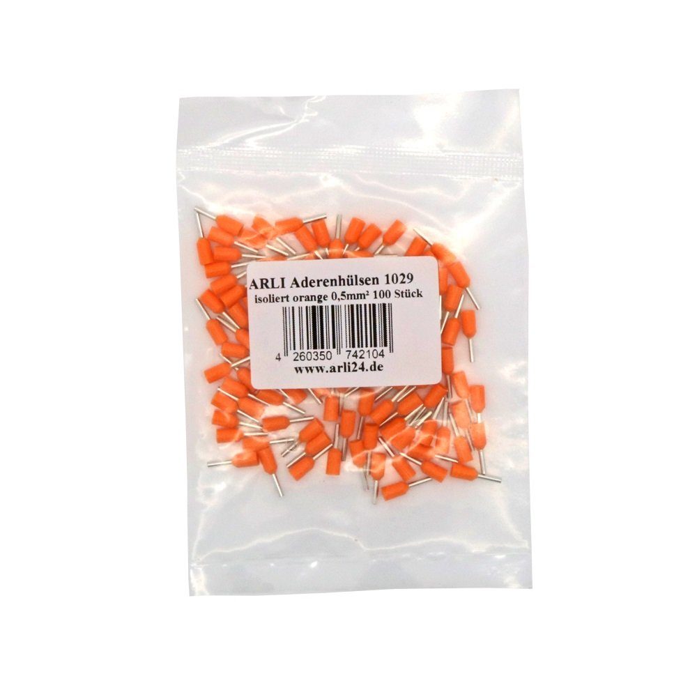 Aderendhülsen 100 x ARLI Aderendhülsen Stück) orange 5 Beutel (500 - 0,5 er mm²