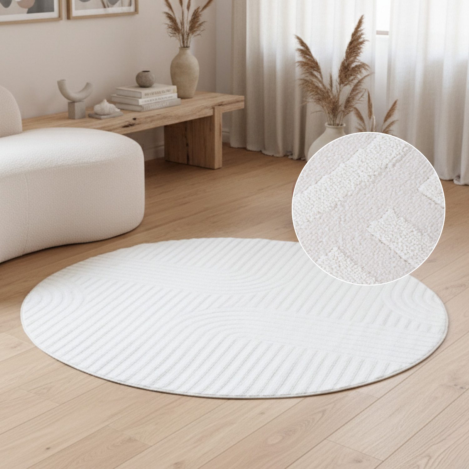 Tapiso Teppich HYGGE, rund, Höhe: 9 mm, Wohnzimmer, Schlafzimmer, pflegelei günstig online kaufen