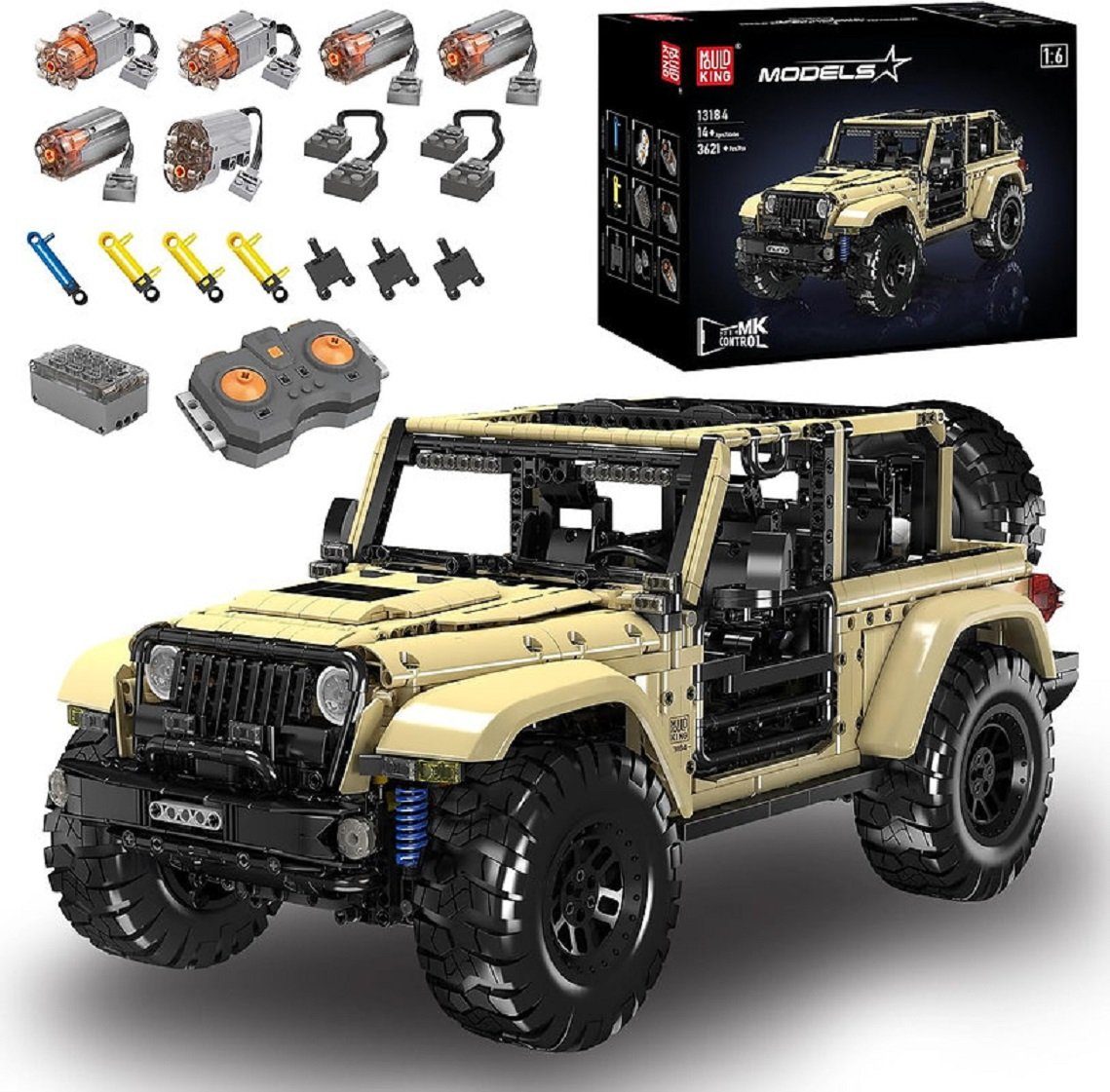 Mould King Konstruktionsspielsteine Mould King 13184 Wrangler Geländewagen 3.621 Teile - RC-Control, (3621 St)