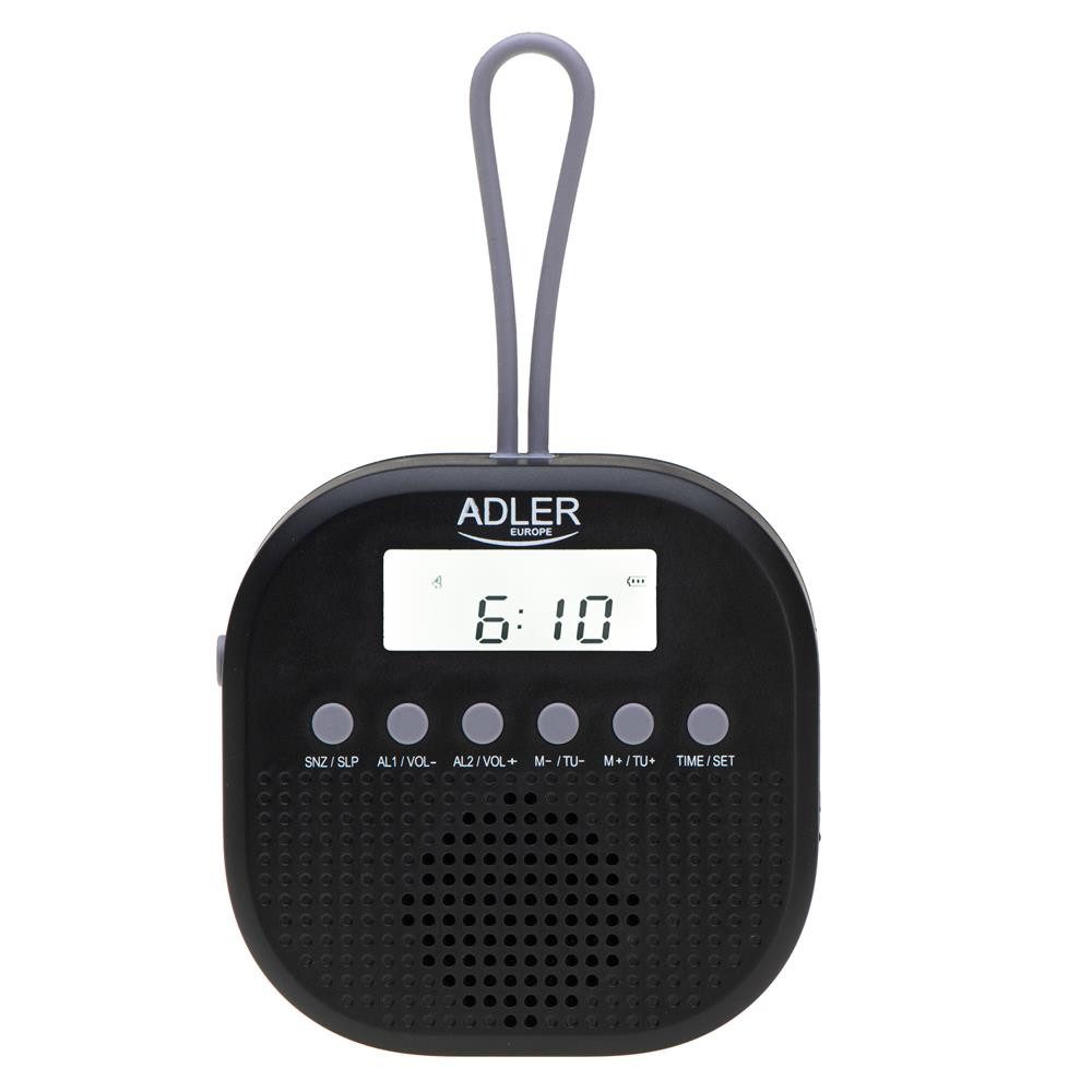 Adler AD 1912 Radio (Wasserdichtes Universalradio, Batteriebetrieben, Radiowecker, schwarz)