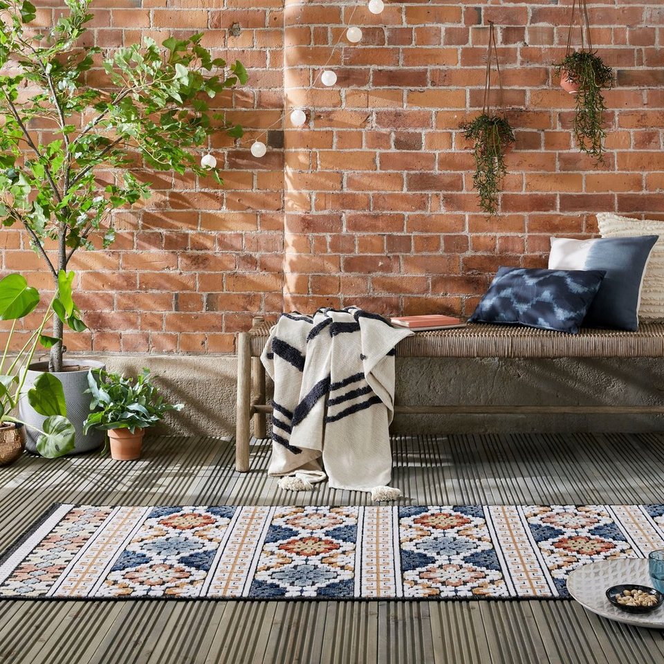 Teppich, FLAIR RUGS, rechteckig, Höhe: 2 mm, Outdoor geeignet, Hoch-Tief  Effekt, Markantes Hoch-Tief-Flor-Design