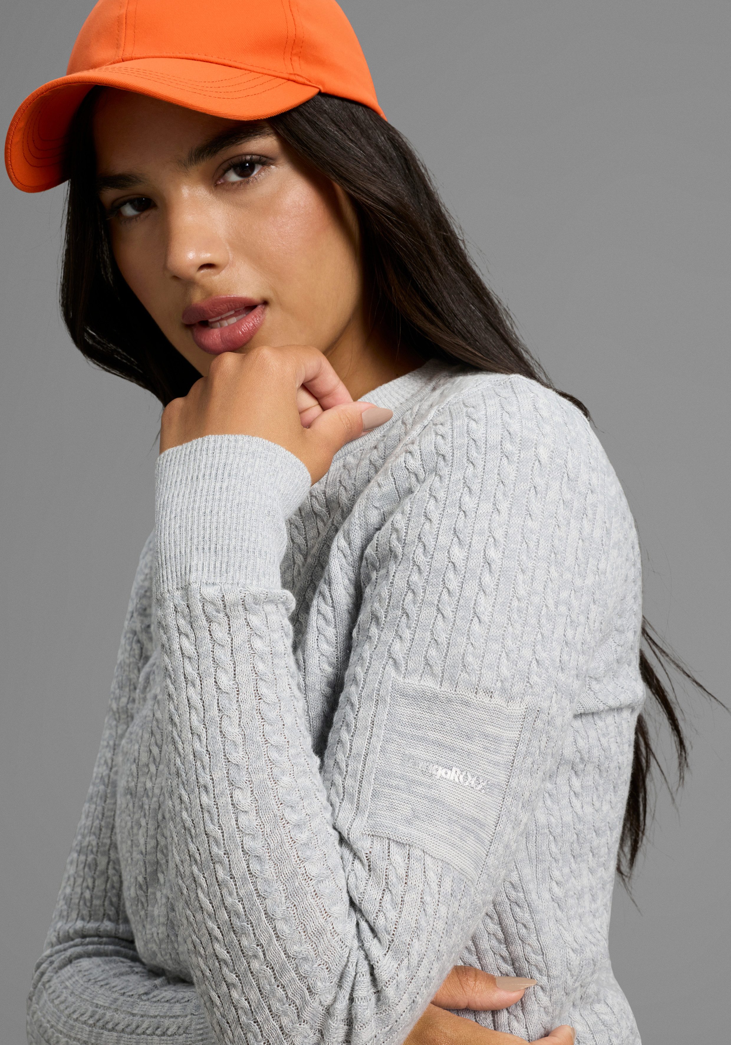 KangaROOS Strickjacke Strickjacke mit Zopfmuster in mélange Optik - NEUE-KOLLEKTION