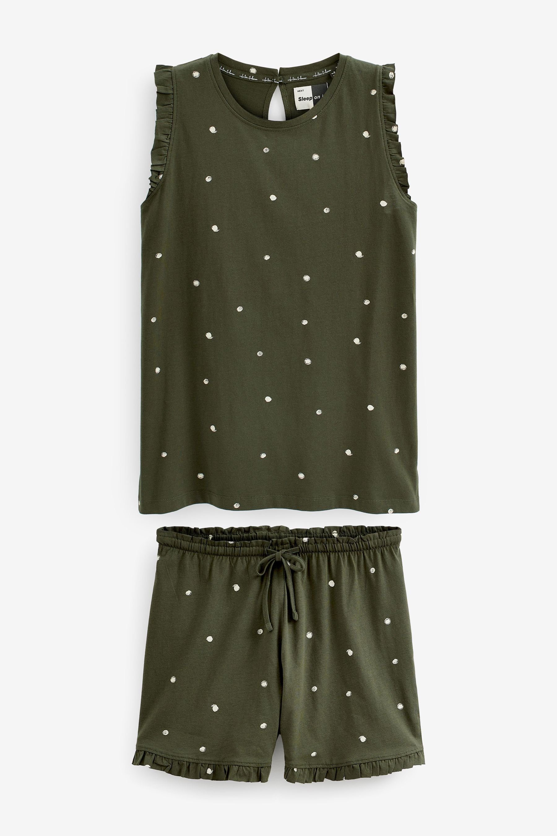 Next Pyjama Schlafanzug mit Trägertop und Shorts aus Baumwolle (2 tlg) Green Spot