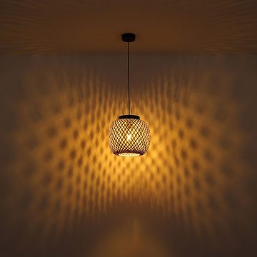 Globo Pendelleuchte, Leuchtmittel nicht inklusive, Esstischlampe Hängeleuchte Pendellampe Bambusgeflecht natur H 120 cm