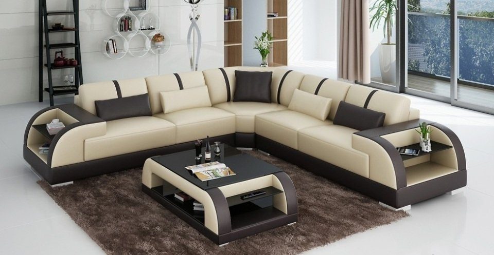 Polster JVmoebel Wohnlandschaft Sofa Made in Ecksofa Design Europe L Form, Eck Leder Couch