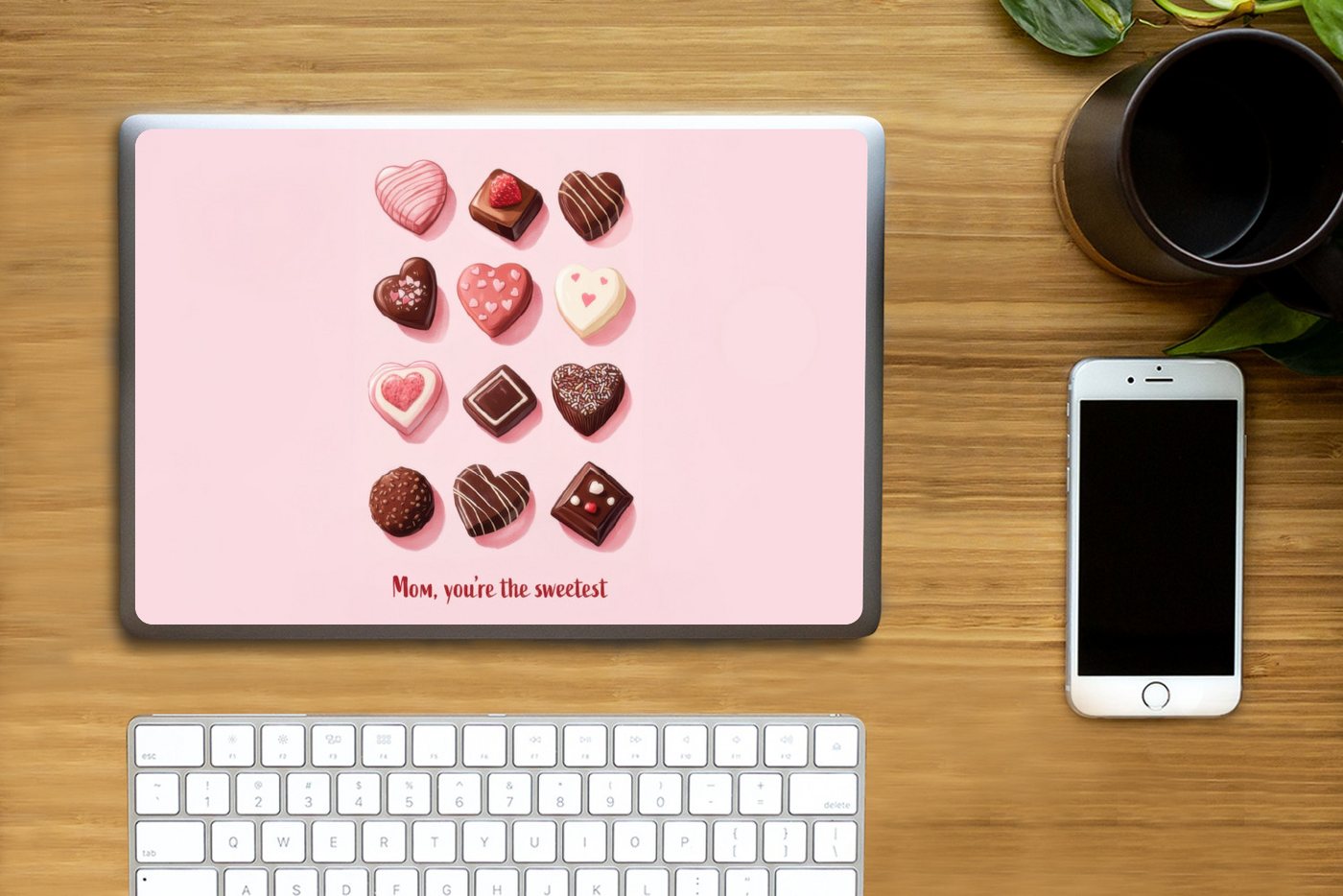Thumbnail - MuchoWow Laptop-Aufkleber Pralinen - Herzform - Liebste, (1tlg), Laptop Folien Cover, Aufkleber, Sticker, Schutz vor Kra...