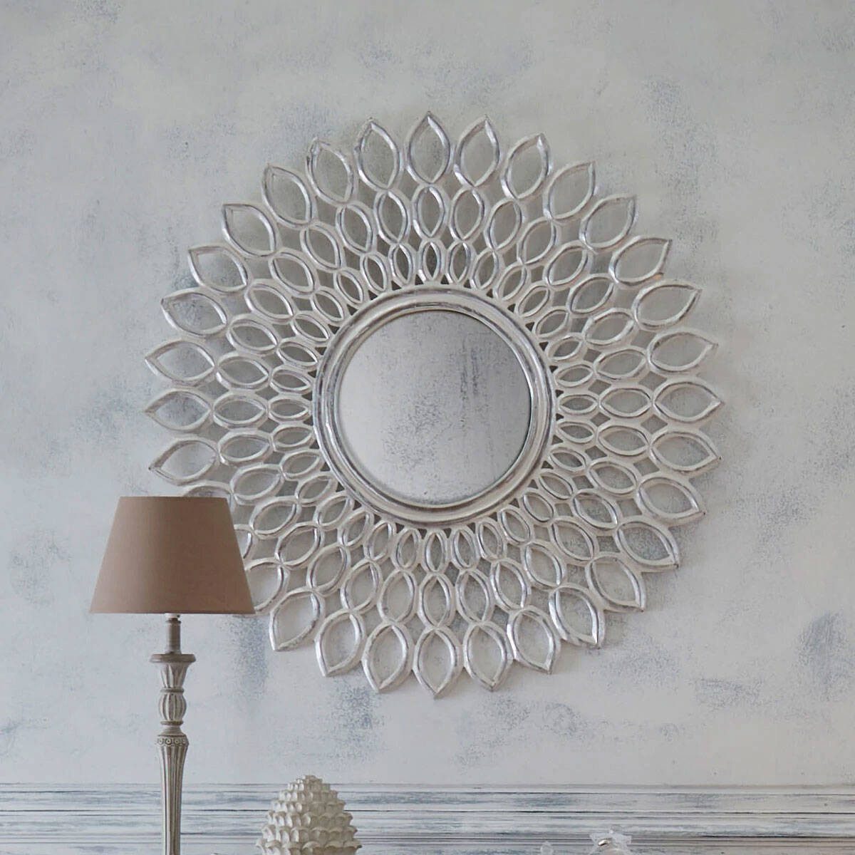 Atmosphera Créateur d'intérieur Wandspiegel Deko-Spiegel FLOWER, Ø 90 cm, Deko-Rahmen