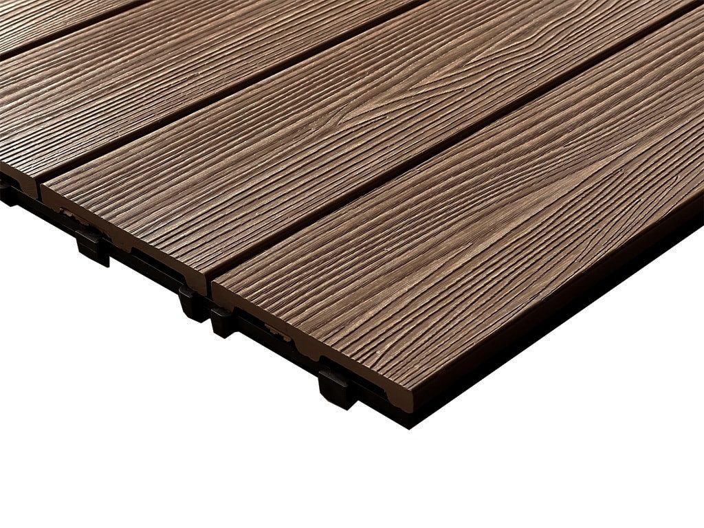 Outgarden Terrassenplatte WPC-Fliese Holzoptik Braun, WPC 40x40, Braun – Bild 4 von 5