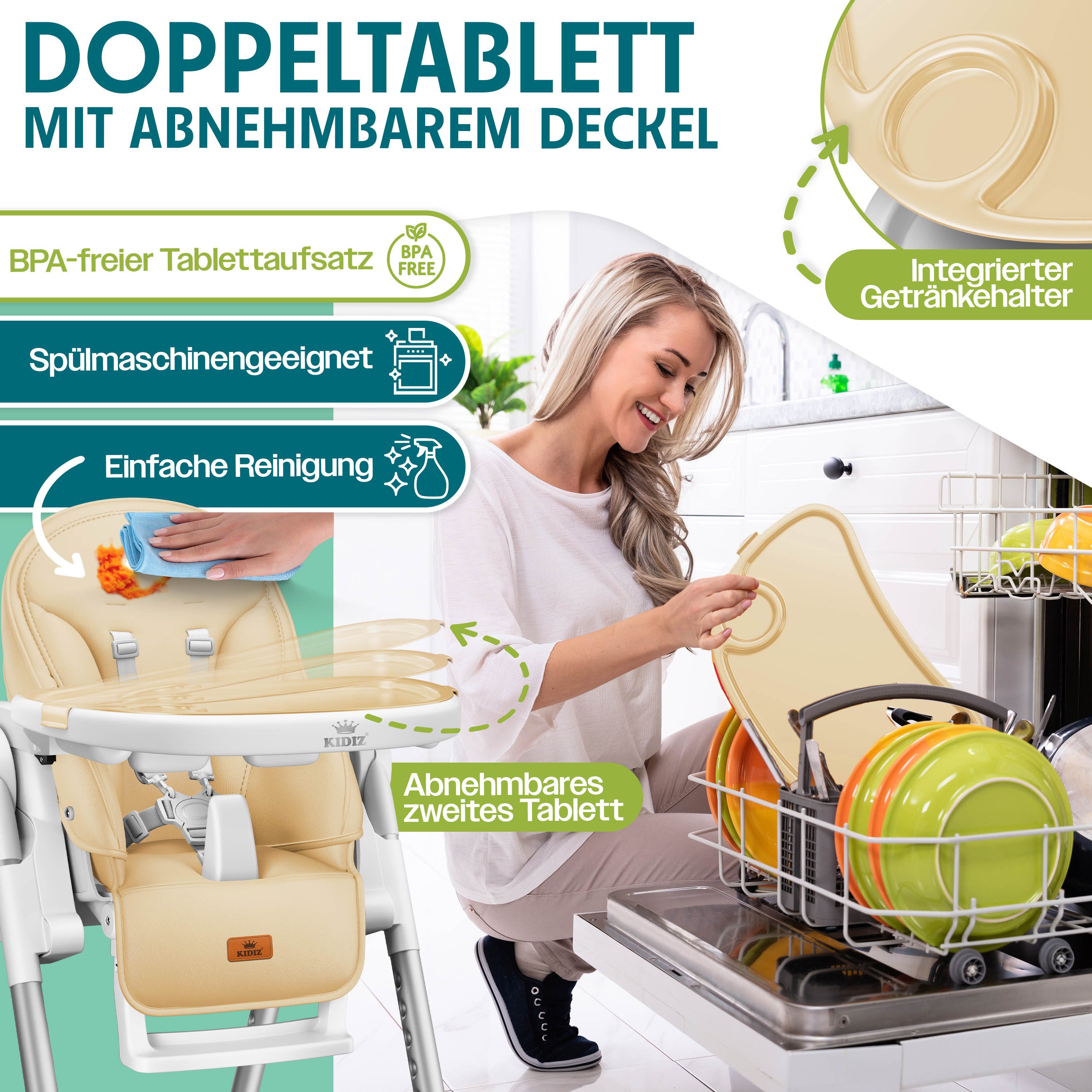 KIDIZ Kinderklappstuhl, 3in1 Kinderstuhl inkl. Spielbügel Babyliege