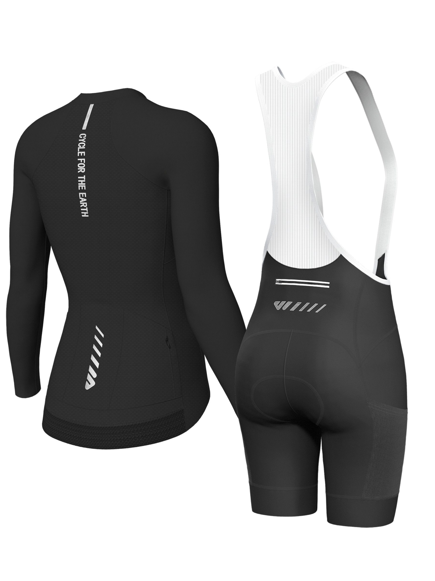 Wulibike Radtrikot Damen zweiteiliges Radsport-Set mit Langarm-Trikot und Trägerhose (2-tlg) Atmungsaktives Funktionsoutfit für Rennrad- und Graveltouren