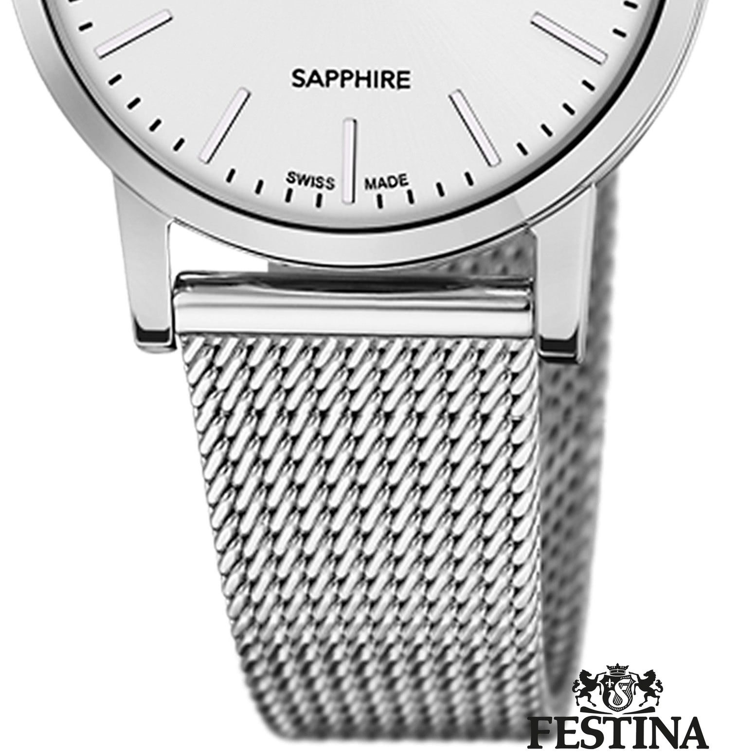 Festina Quarzuhr Festina Damenuhr Edelstahl silber, (Analoguhr), Damen Armbanduhr rund, Edelstahlarmband silber, Elegant