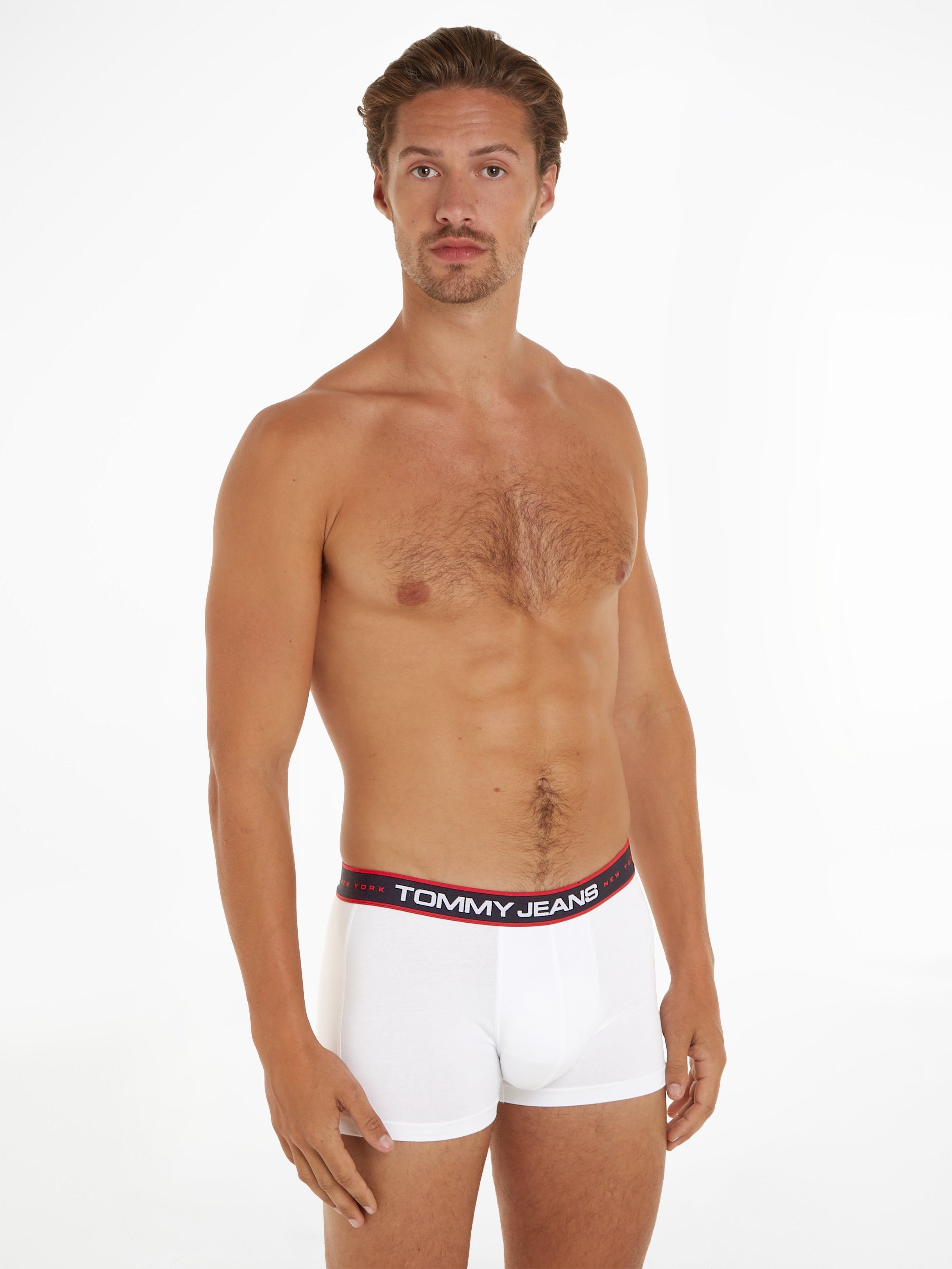 Underwear (Packung, 3-St., 3er-Pack) Trunk deep white/ Logo Taillenbund crimson/ 3P desert am TRUNK Hilfiger Tommy sky mit