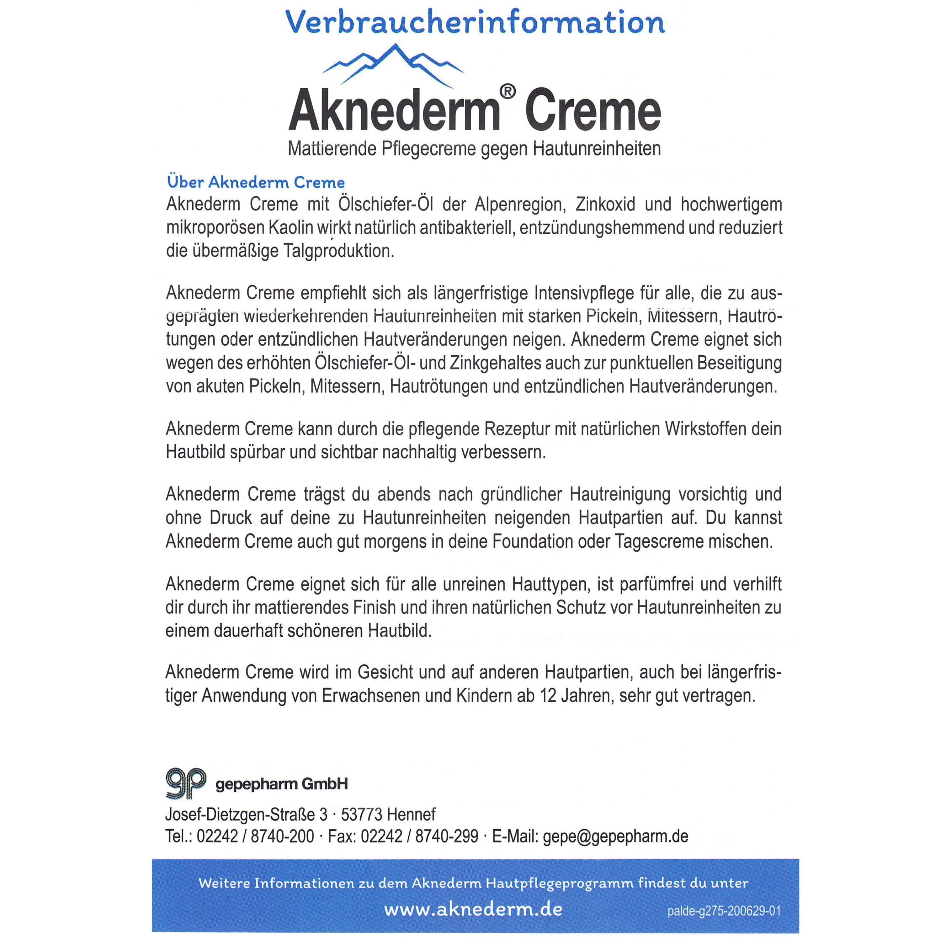 gepepharm GmbH Tagescreme AKNEDERM Creme