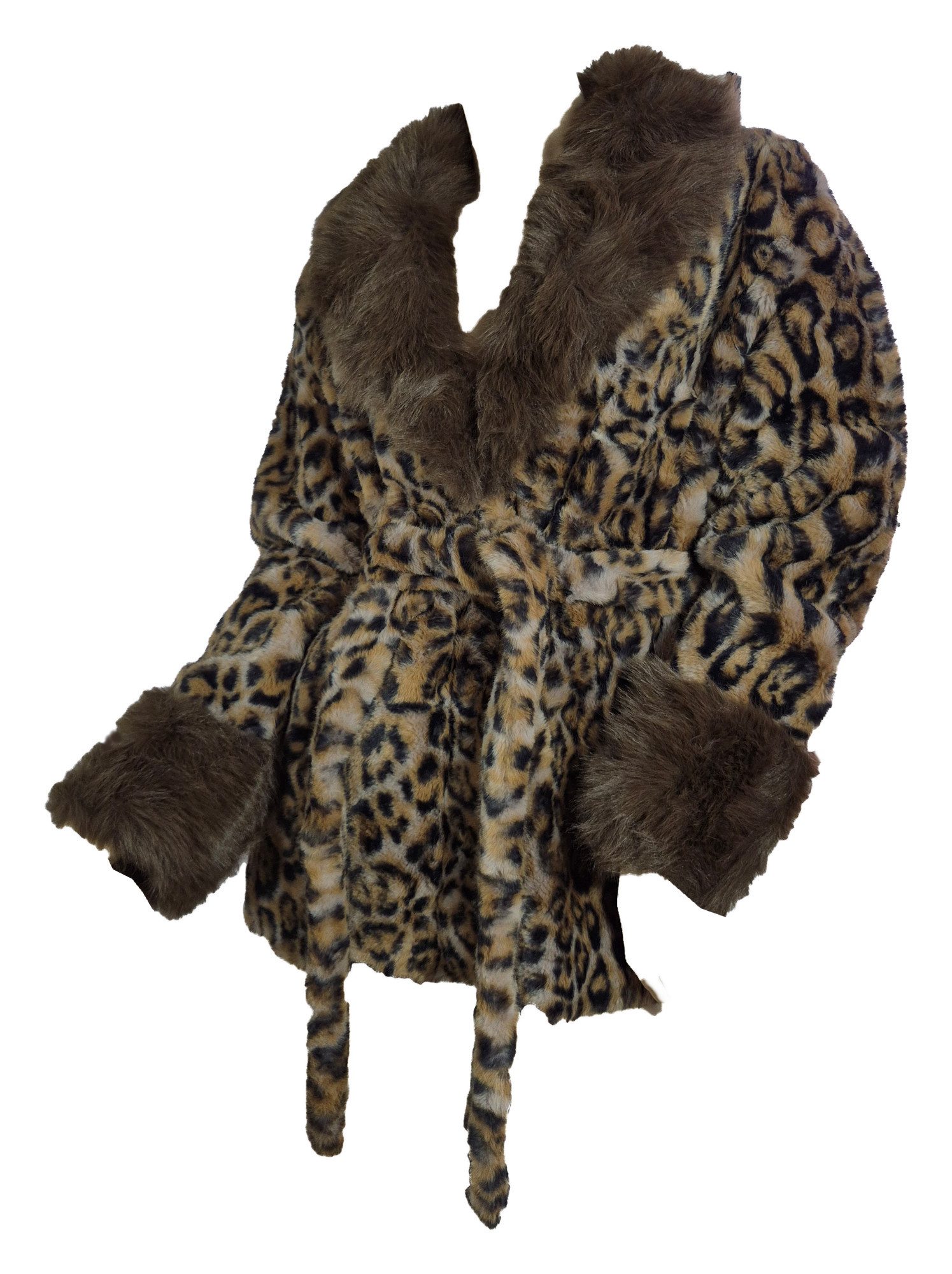 Einkaufszauber Fellimitatjacke Designer Kunstpelz Jacke Leopard - kuschelig weich und warm Die Größen sind großzügig ausgelegt
