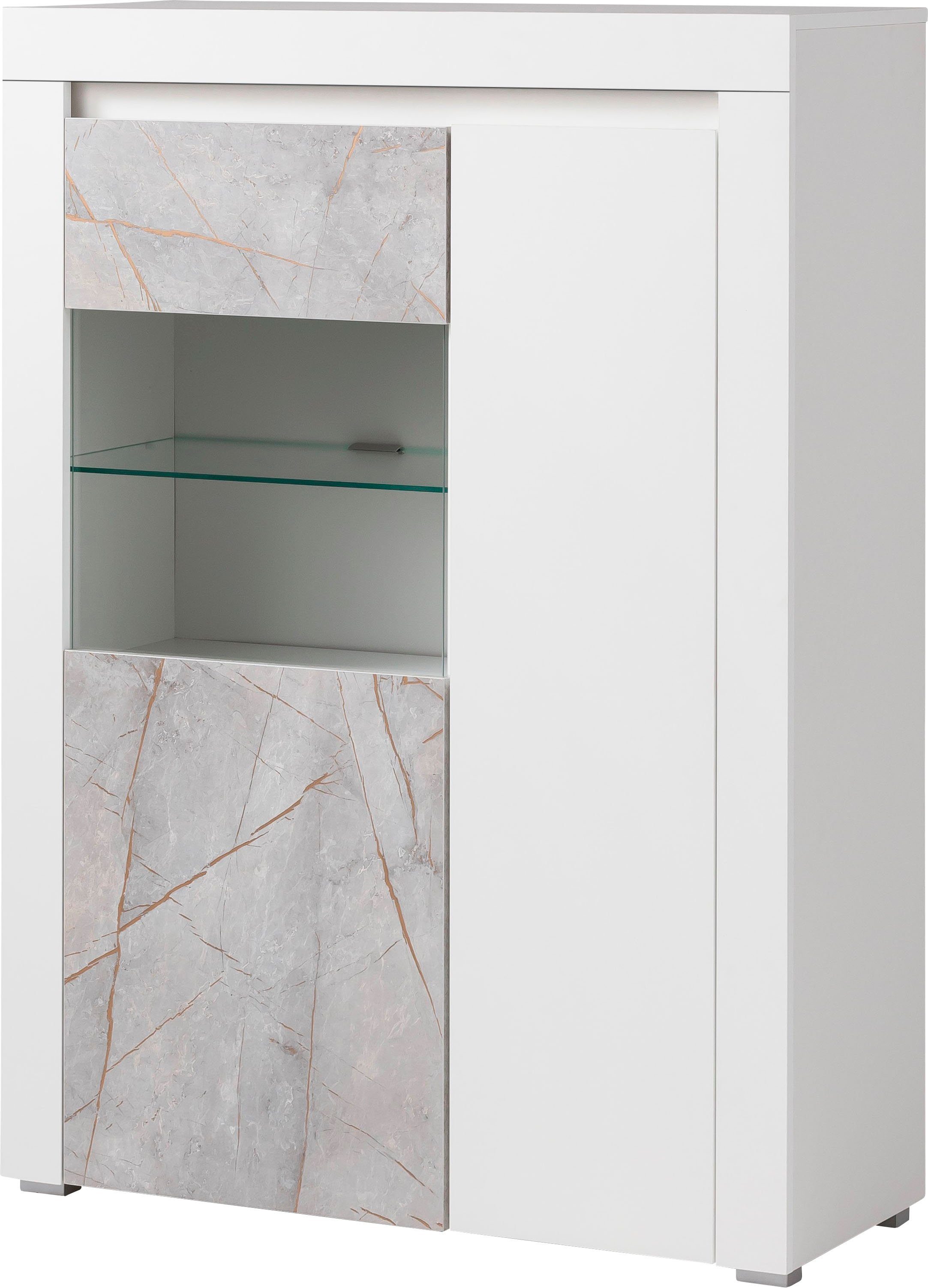 einem Vitrine 95 cm affaire Stone Marmor-Optik Dekor, edlen mit Home Marble Breite