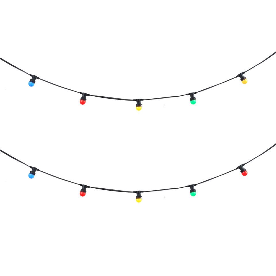 Qazqa LED-Lichterkette Lubber, 10-flammig, QAZQA Außen Lichterkette, e27, Schwarz, Kunststoff, Modern