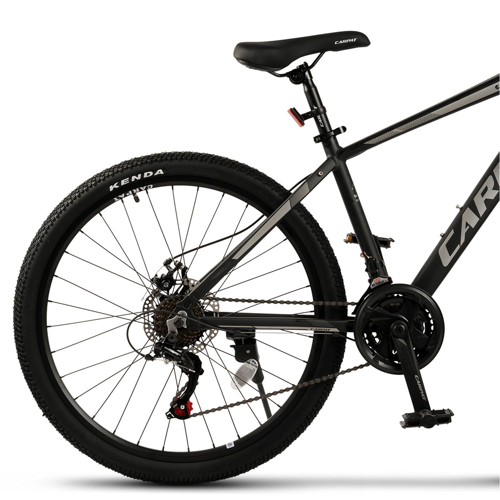 MTB Jungen, Jugendfahrrad CARPAT Kinder für Schaltwerk, Mountainbike Fahrrad TZ Zoll Gang 26 500 21 Kettenschaltung, 24, und SPORT Rahmen, Shimano Mädchen Aluminium Hardtail Herren Fahrrad Schwarz/Grau Damen,