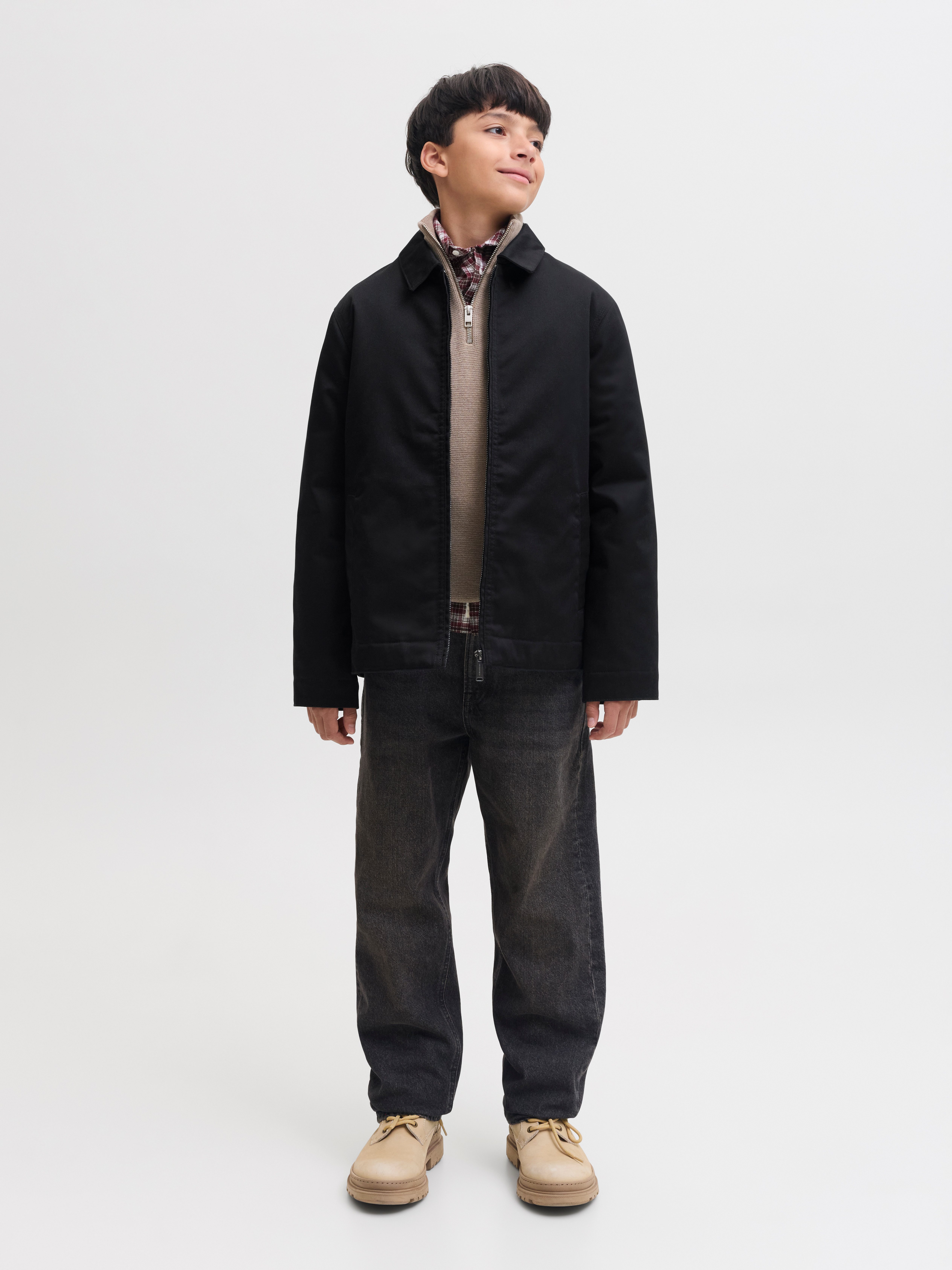 Jack & Jones Junior Kurzjacke JJECOLTON WORKER JACKET JNR Materialmix, mit Reißverschluss – Bild 4 von 5