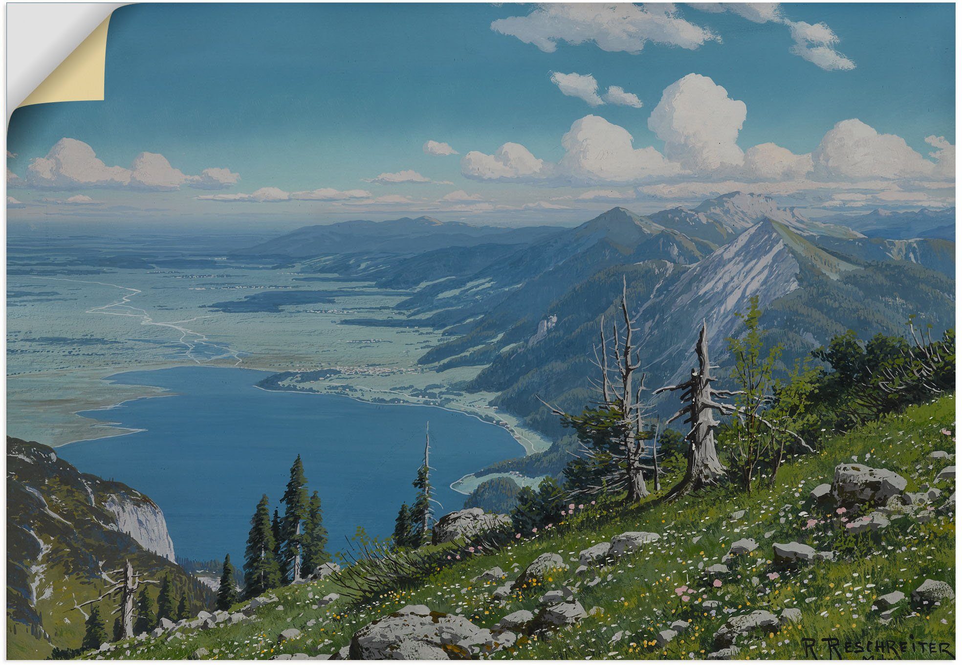 oder versch. Der Berge Poster Herzogstand., vom Größen Alpenbilder als & Wandbild Alubild, Artland Wandaufkleber Kochelsee (1 in St), Leinwandbild,