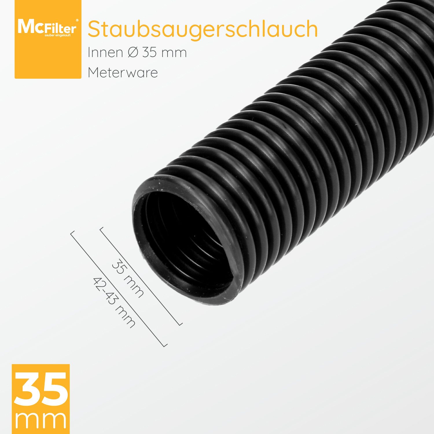 McFilter Staubsaugerschlauch Ø 32/35/36/38 mm Meterware, Zubehör für AEG, Bosch, Einhell, Festool, Kärcher, Makita, Nilfisk, Parkside, Siemens, leicht, flexibel, formstabil