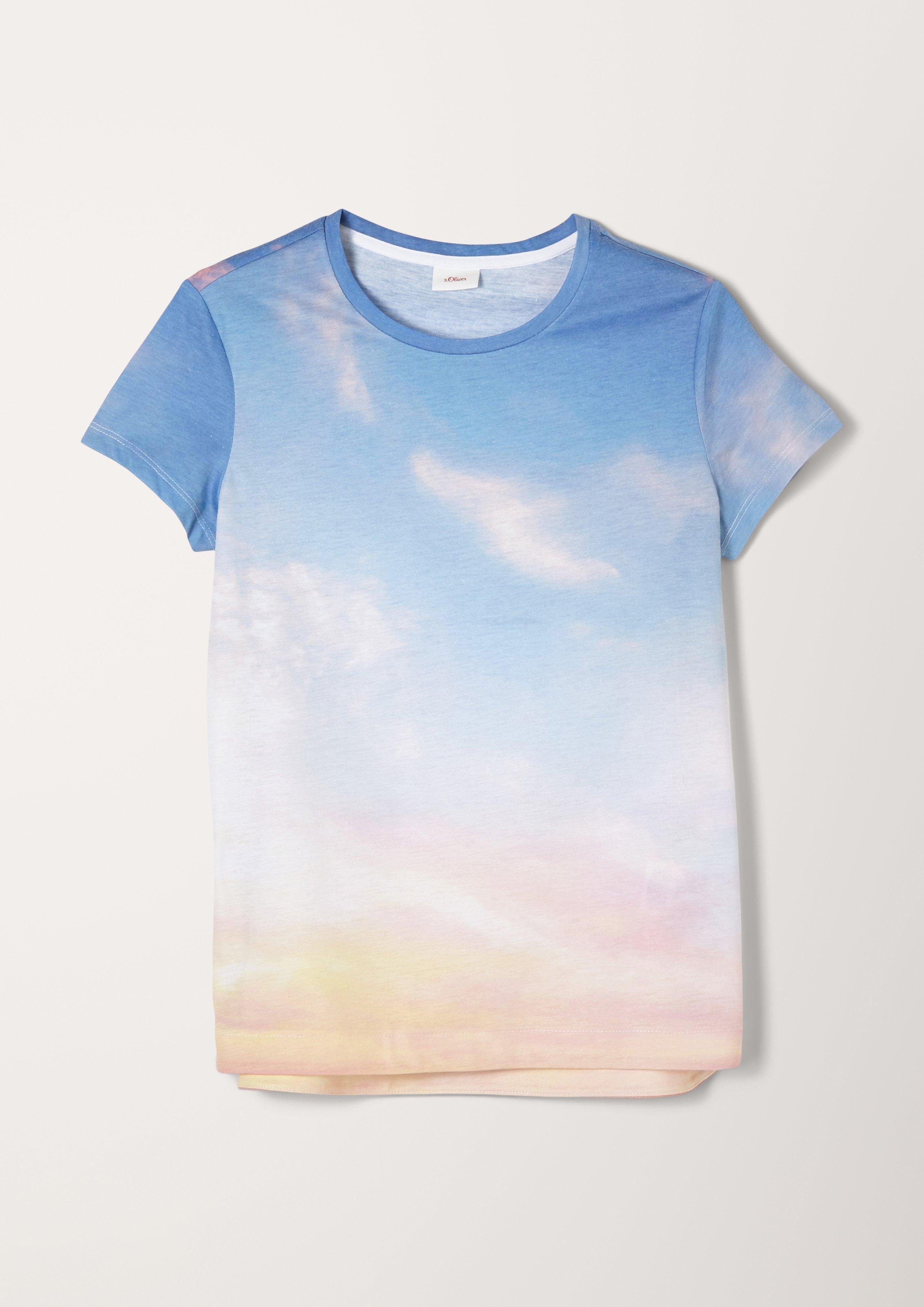 mit Wolken-Motiv Kurzarmshirt s.Oliver T-Shirt
