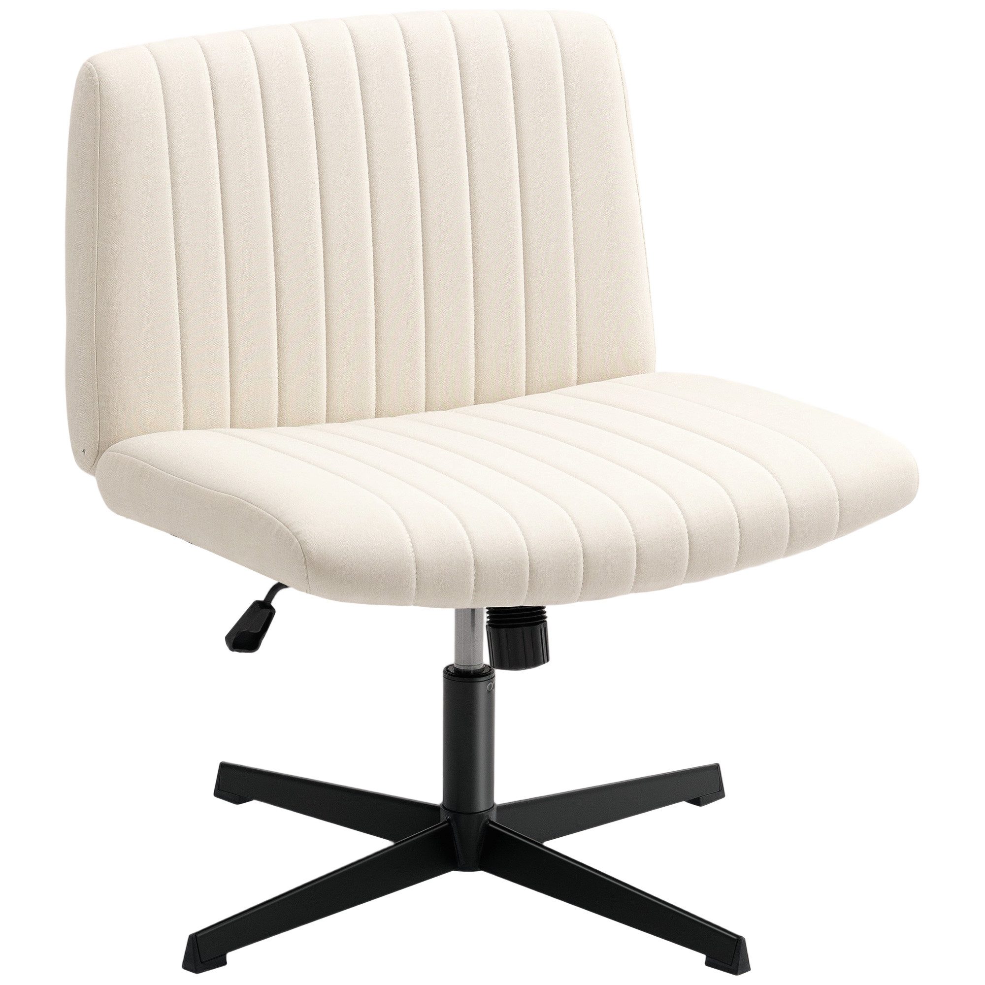 HOMCOM Bürostuhl höhenverstellbar Drehstuhl Schneidersitz-Stuhl mit Leinenoptik (Homeoffice Stuhl, 1 St), bis 120 kg belastbar, für Arbeitszimmer, Schlafzimmer Cremeweiß
