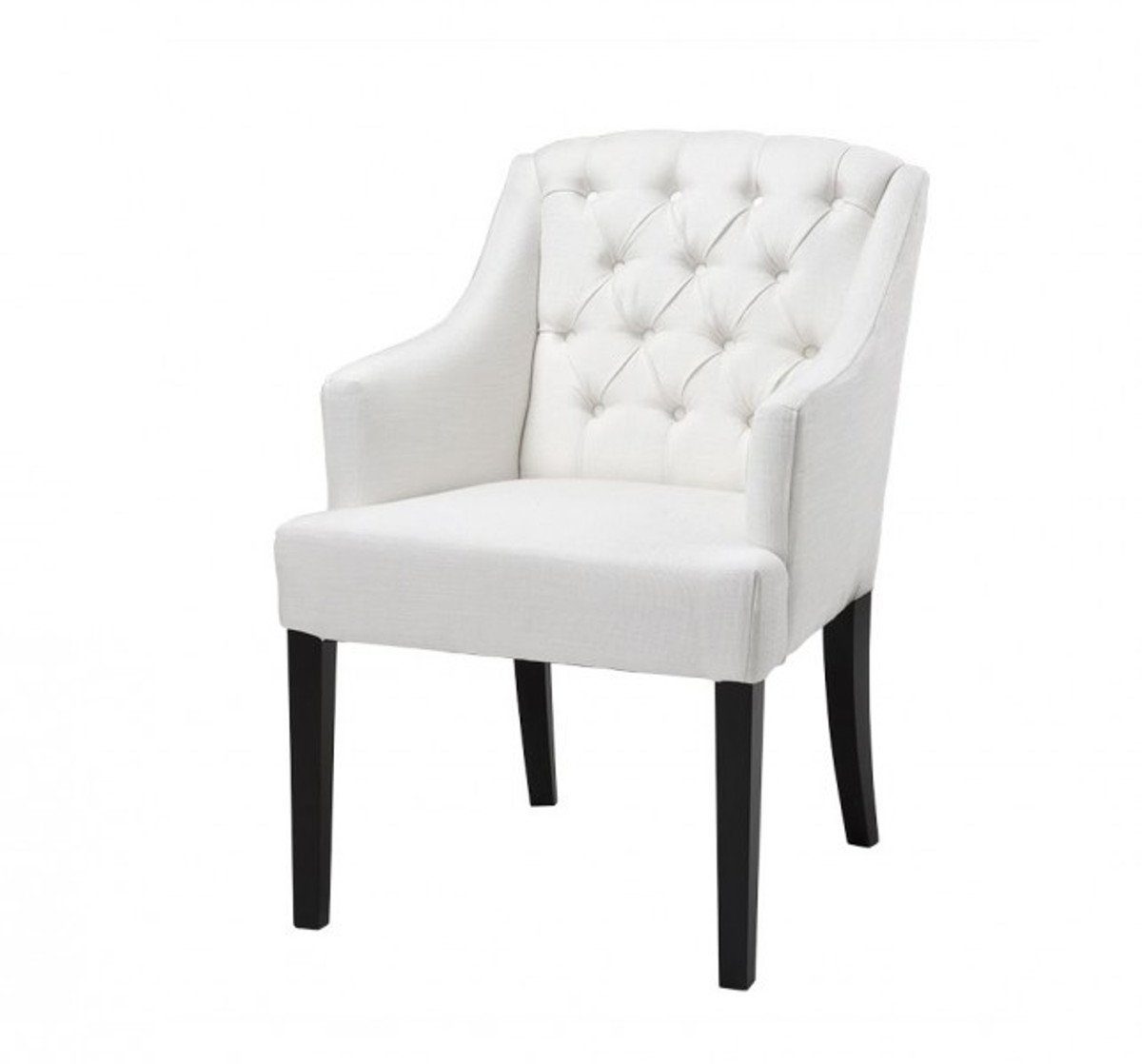 Casa Padrino Armlehnstuhl Luxus Stuhl mit Armlehne Elfenbein - Wohnzimmer Hotel Möbel