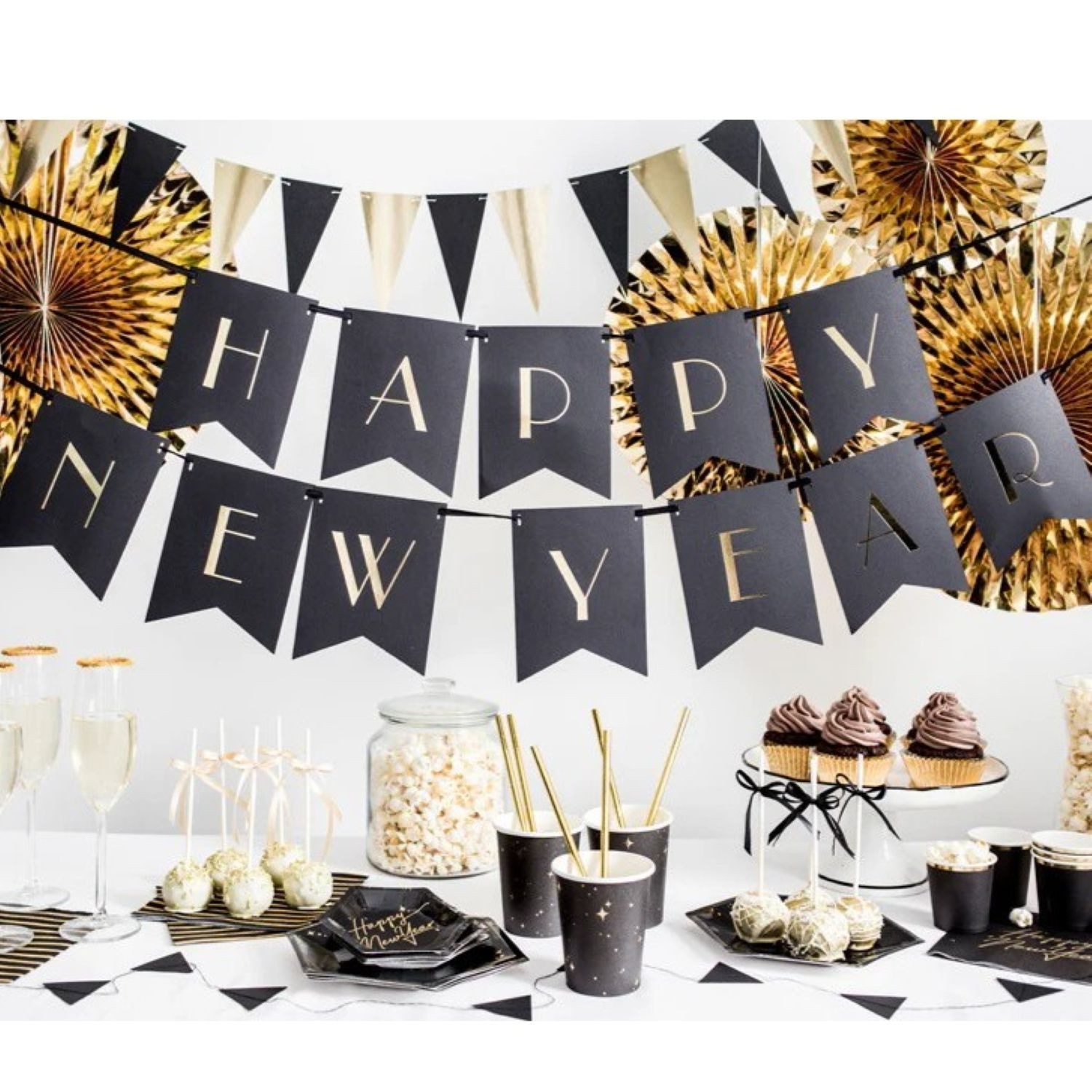 partydeco Papierserviette Servietten 'Stripe' 20Stk./33x33cm, Schwarz/Gold