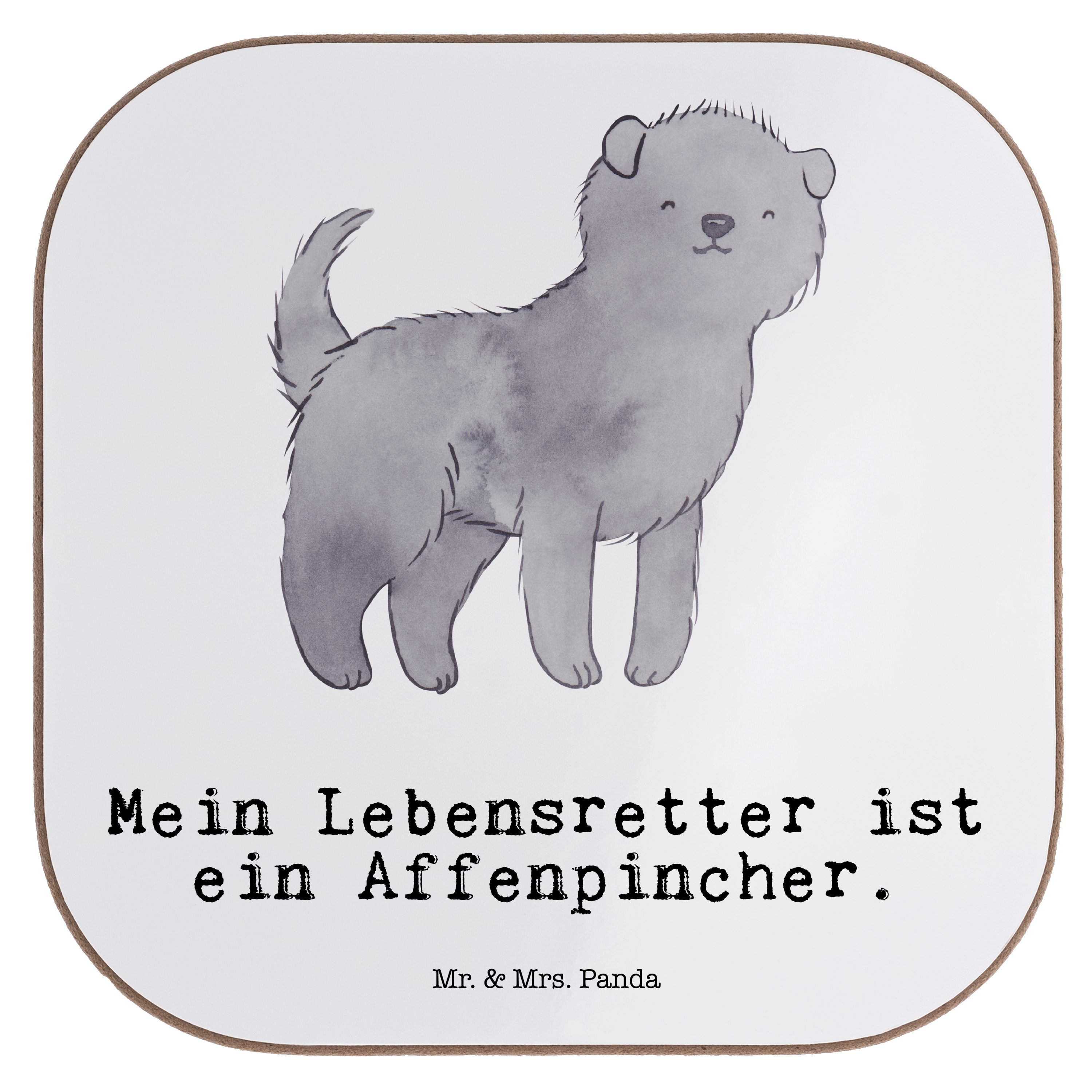 Panda Affenpincher & Getränkeuntersetzer Lebensretter Bier, Gläser, Mrs. Mr. - Weiß Untersetzer Geschenk, 1-tlg. -