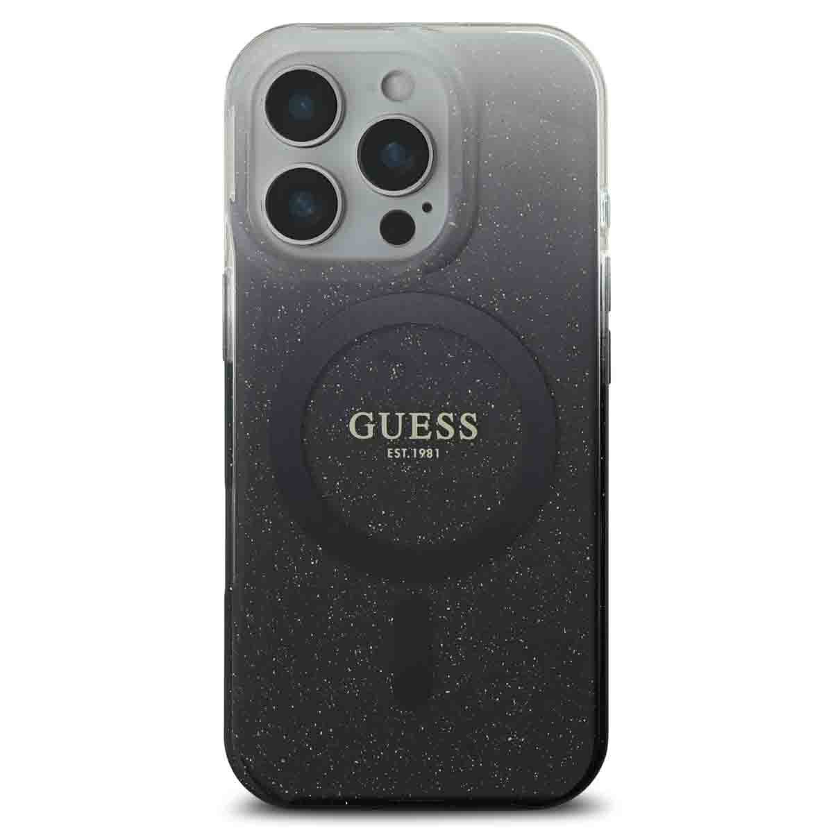 Guess Backcover Guess MagSafe IML Glitter Gradient Case Apple iPhone 16 Pro Max - Schw