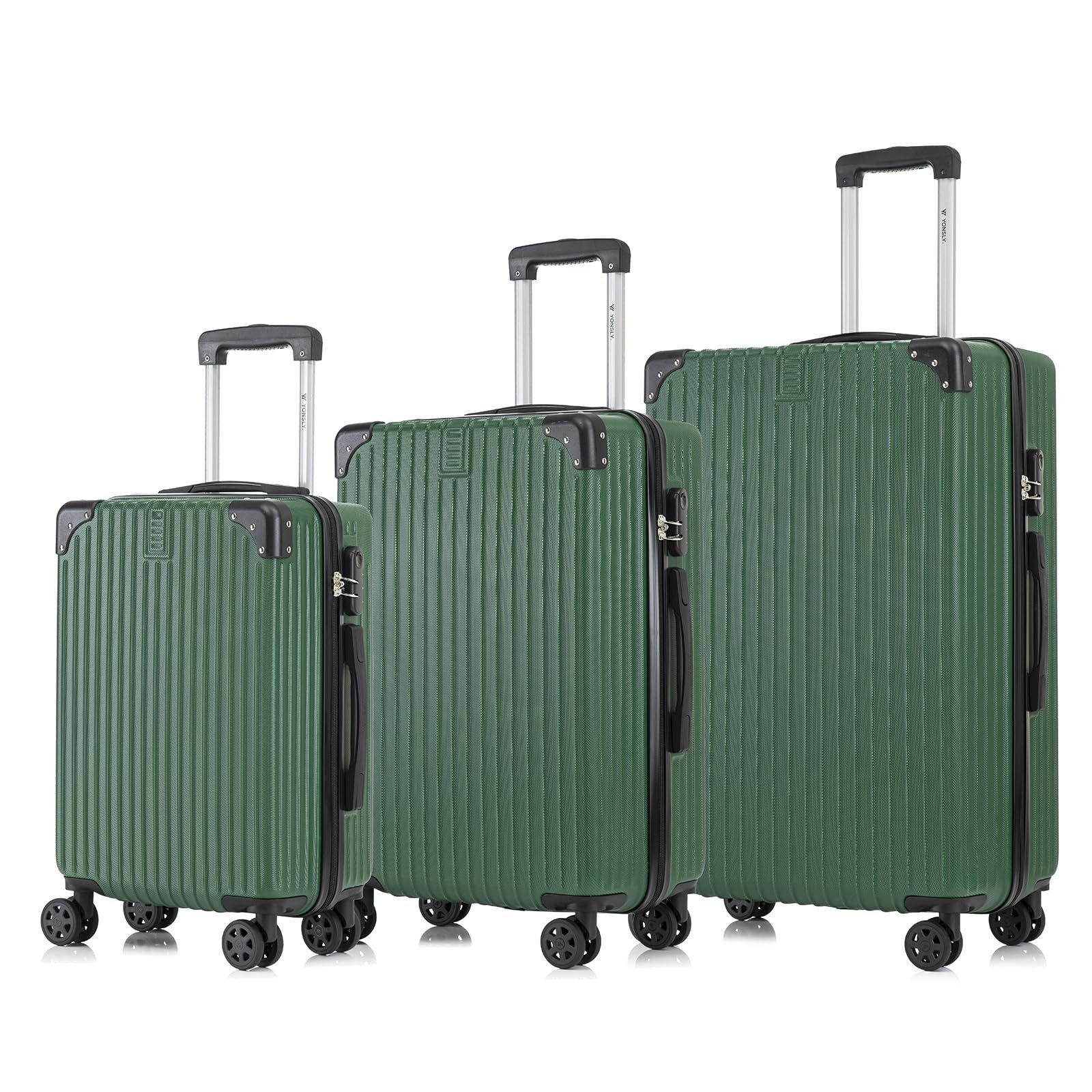 YONSLY Trolleyset Kofferset Reisekoffer Hartschale Trolley Set, 4 Rollen, (Hartschalenkoffer Set, M, L & XL), ABS Material, 360° Rollen, Zahlenschloss und weicher Griff
