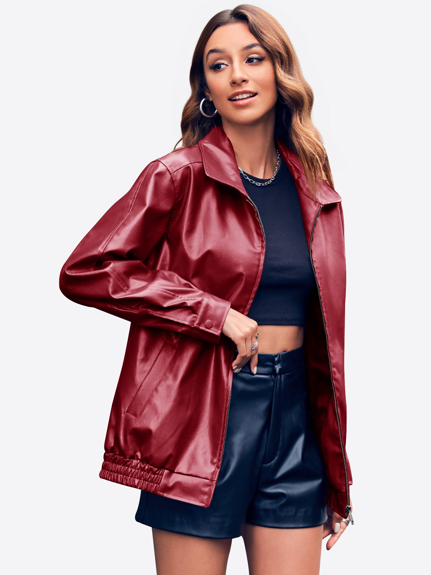 Imily Bela Bikerjacke Damen Lederjacke (Packung, 1-St., 1per-Pack) Reverskr günstig online kaufen