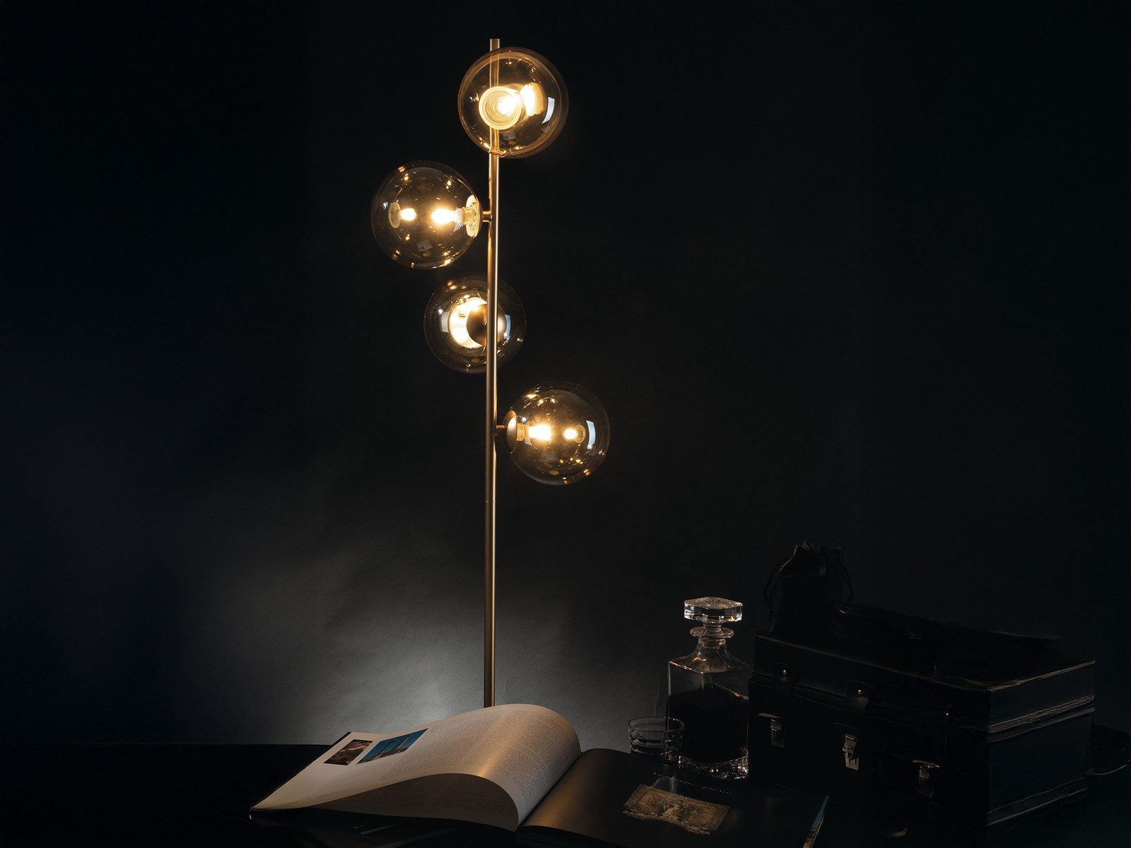 LUCE Design LED Stehlampe mit Glas-Kugeln, Höhe 160cm, Dimmfunktion, LED wechselbar, Warmweiß, ausgefallene Bauhaus Lampe inkl. G9 Leuchtmitteln in 3 Stufen dimmbar