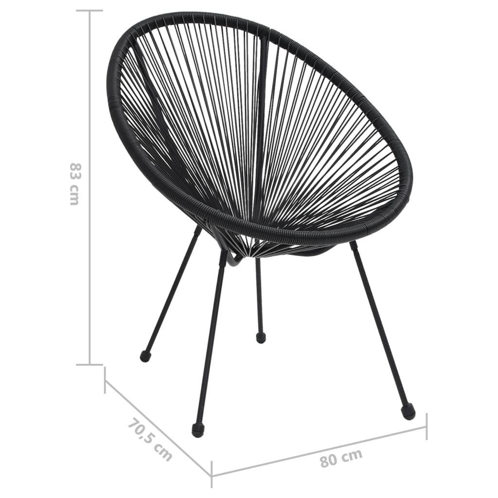 furnicato Gartenstuhl Moon-Gartenstühle 2 Stk. Rattan Schwarz