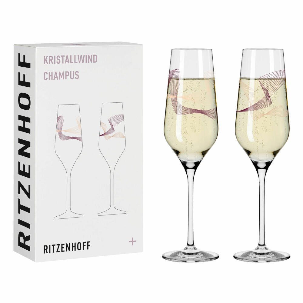 Ritzenhoff Champagnerglas Kristallwind Champagner 2er-Set 001, Kristallglas, Made in Germany