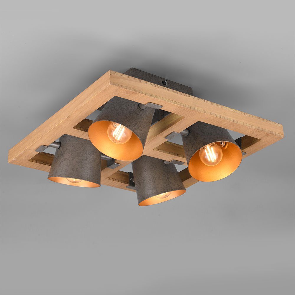 etc-shop LED Deckenspot, Holz nicht Deckenleuchte Wohnzimmerlampe Vintage inklusive, Leuchtmittel