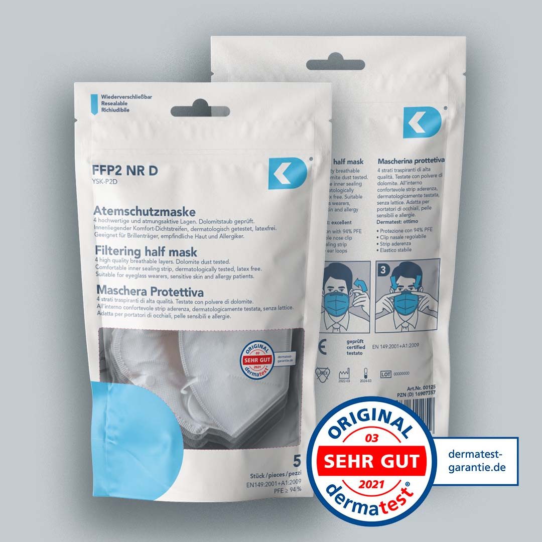 DK medical Gesichtsmaske Atemschutzmaske DK FFP2 NR D YSK-P2D, 5-tlg.
