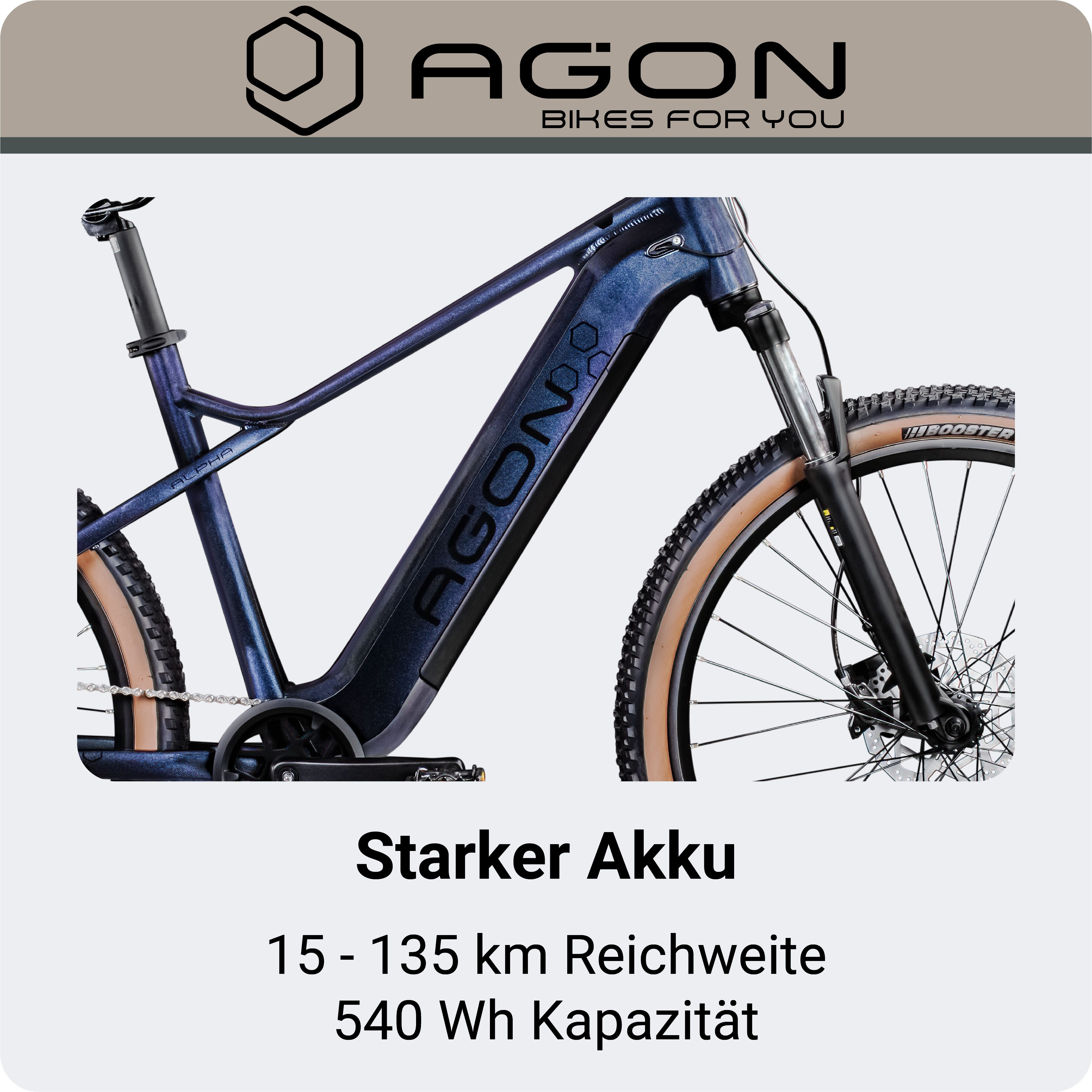 AGON E-Bike Mountainbike Alpha, 10 Gang Deore SGS T6000 Schaltwerk, Kettenschaltung, Heckmotor, 540 Wh, Pedelec, Elektrofahrrad für Damen u. Herren, MTB
