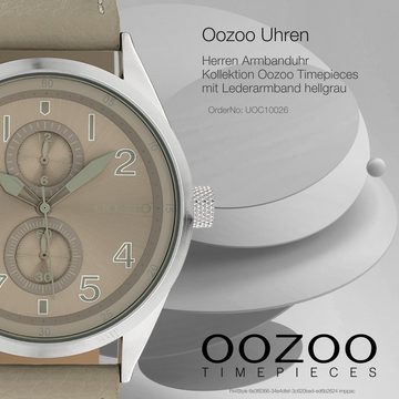 OOZOO Quarzuhr Oozoo Herren Armbanduhr Timepieces Analog, (Analoguhr), Herrenuhr rund, groß (ca. 42mm) Lederarmband, Fashion-Style