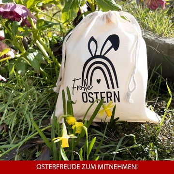TOBJA Osternest Oster- Baumwollbeutel-Set mit süßen Hasenmotiven, 2 Geschenksäckchen Ostern 25 x 30 cm, Osterdeko