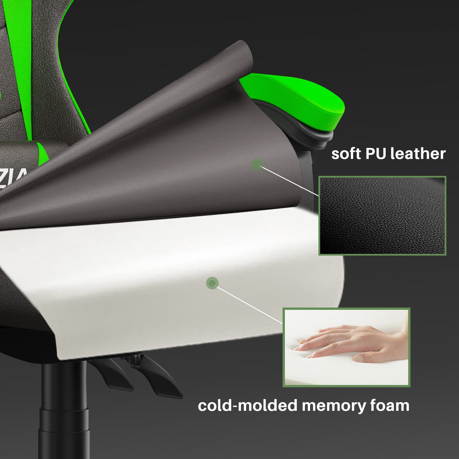 Gywowken Gaming-Stuhl Gaming Stuhl Ergonomisch - Gamer Stühle mit Lendenkissen, Gaming Chair Höhenverstellbar - 90-135° Rückenlehne